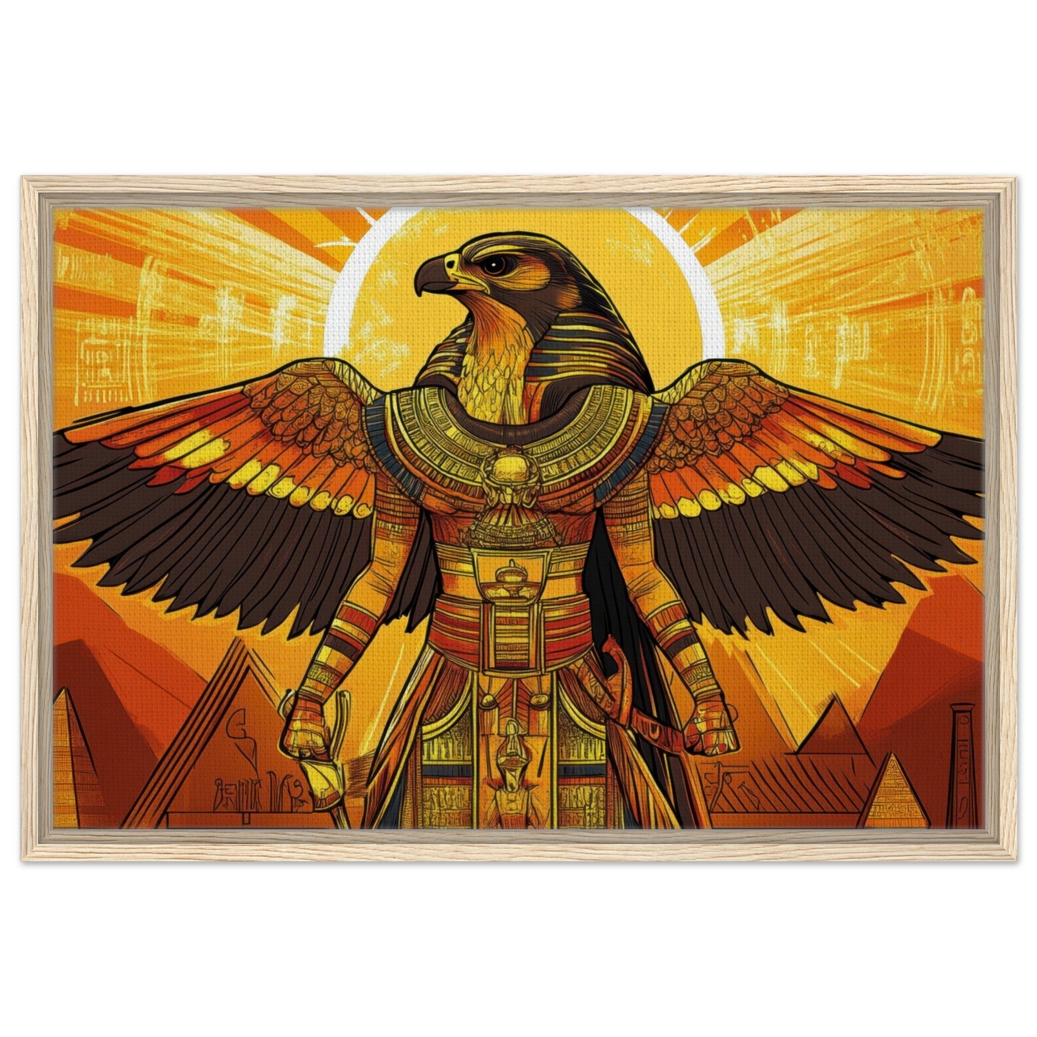 Framed Canvas Landscape - Ancient Egyptian Falcon God Horus A majestic far 7 - Shop Ai Art WebShop - Digital Art online Store