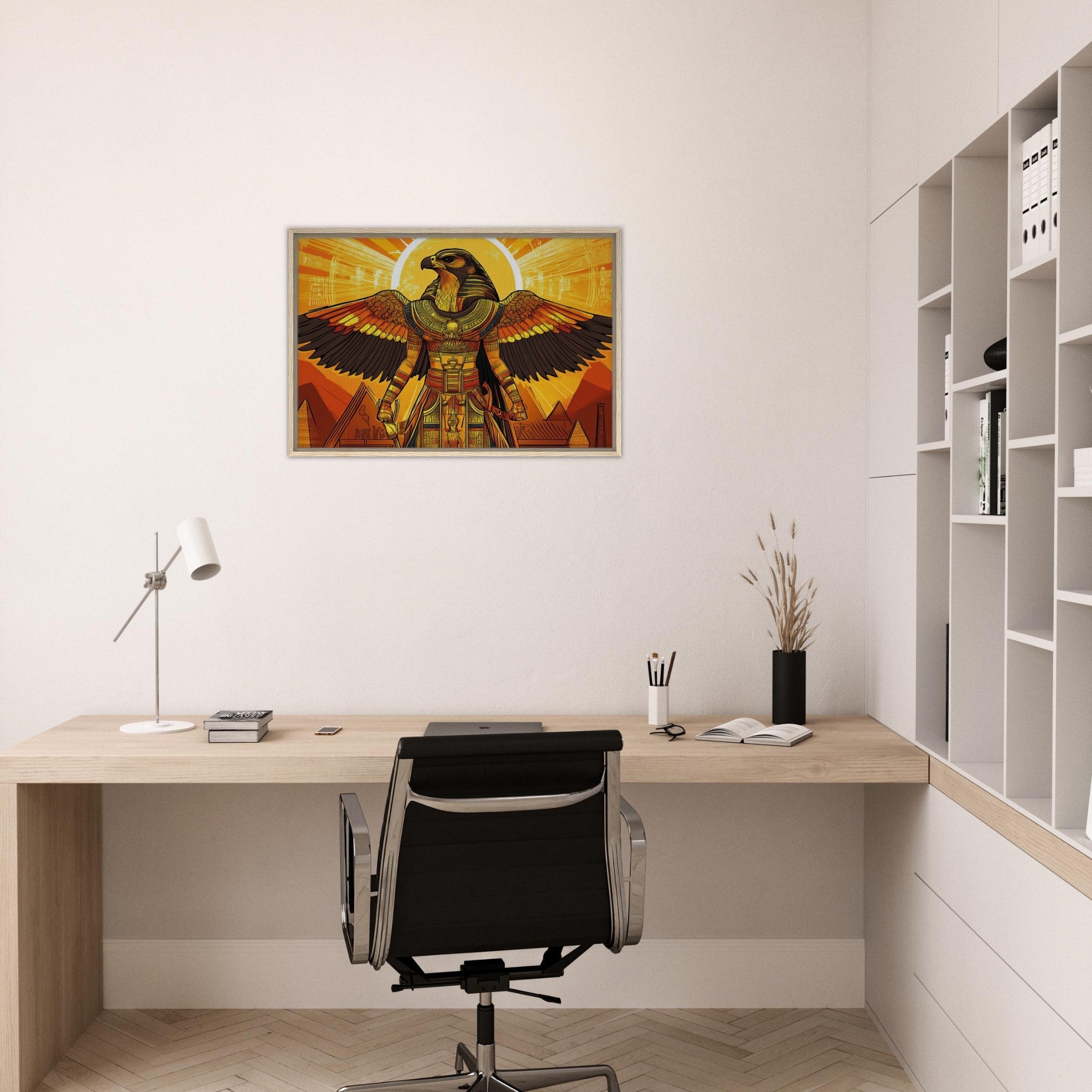 Framed Canvas Landscape - Ancient Egyptian Falcon God Horus A majestic far 7 - Shop Ai Art WebShop - Digital Art online Store