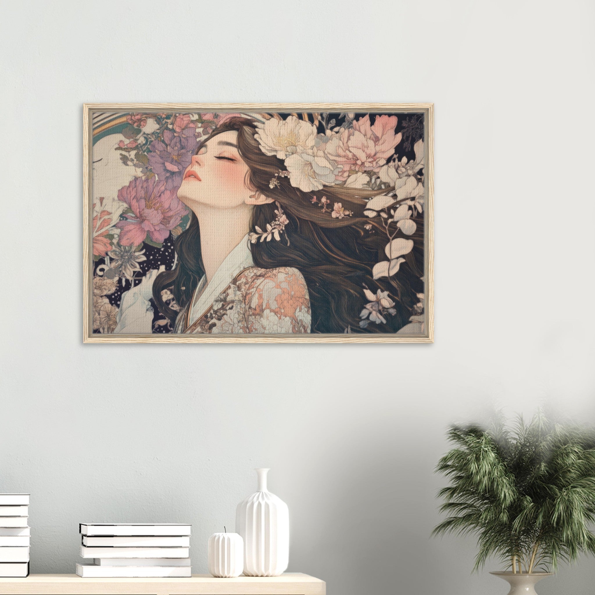 Framed Canvas Landscape - Art Nouveau Enchanted Garden An Art Nouveau inst 2 - Shop Ai Art WebShop - Digital Art online Store