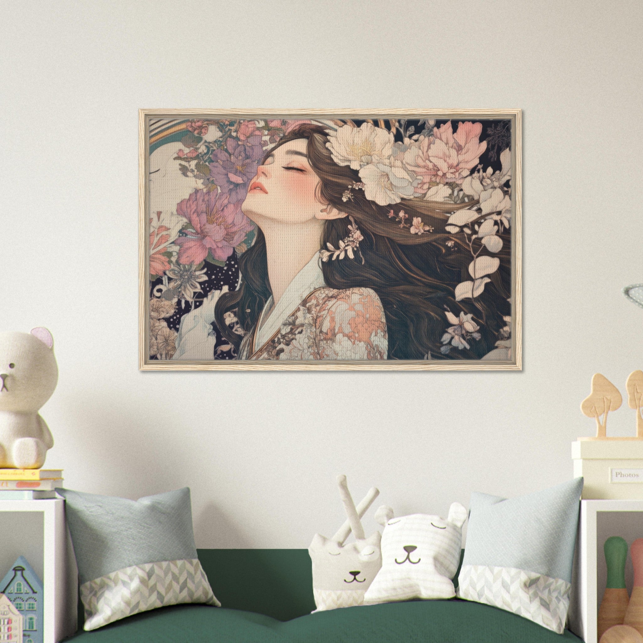Framed Canvas Landscape - Art Nouveau Enchanted Garden An Art Nouveau inst 2 - Shop Ai Art WebShop - Digital Art online Store