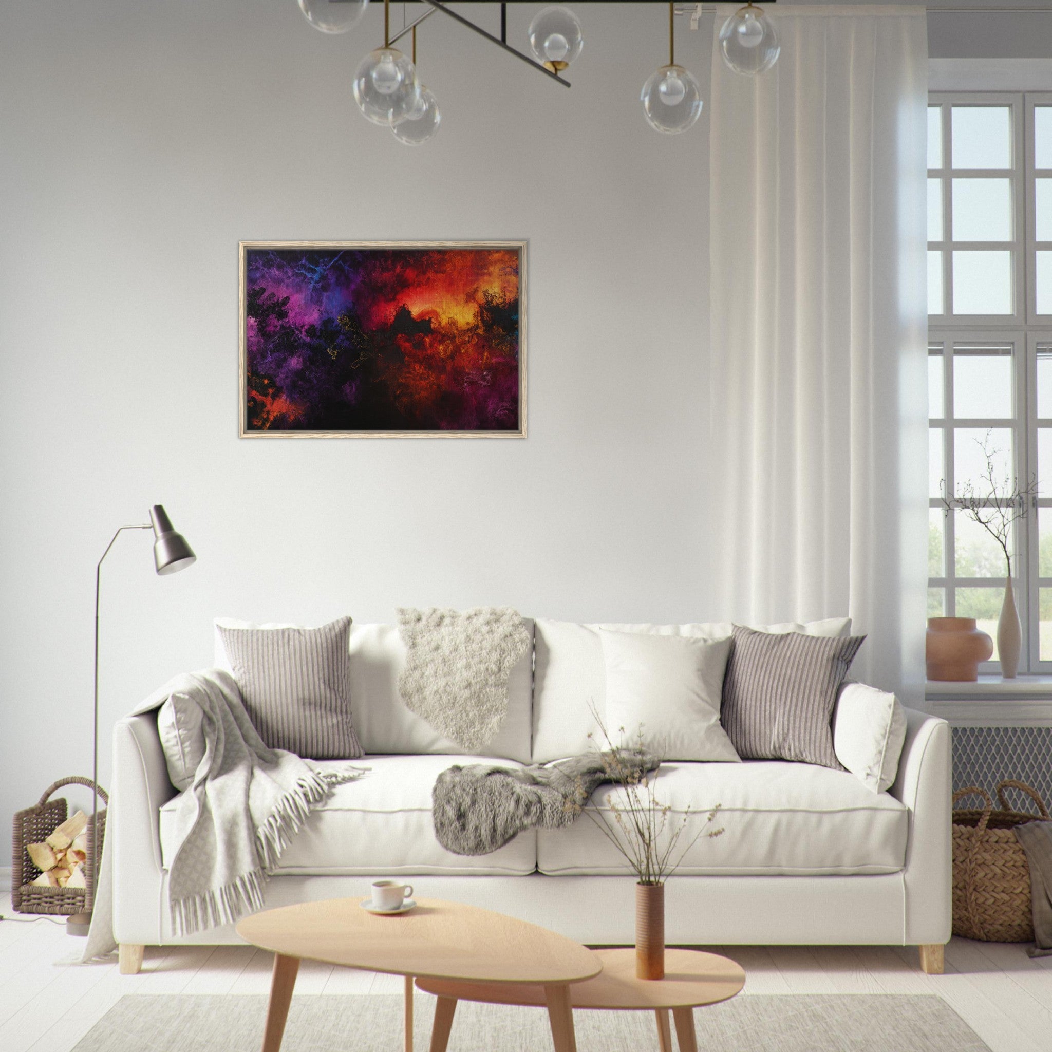Framed Canvas Landscape - Chromatic Abyss A dark infinite void punctured 3 - Shop Ai Art WebShop - Digital Art online Store