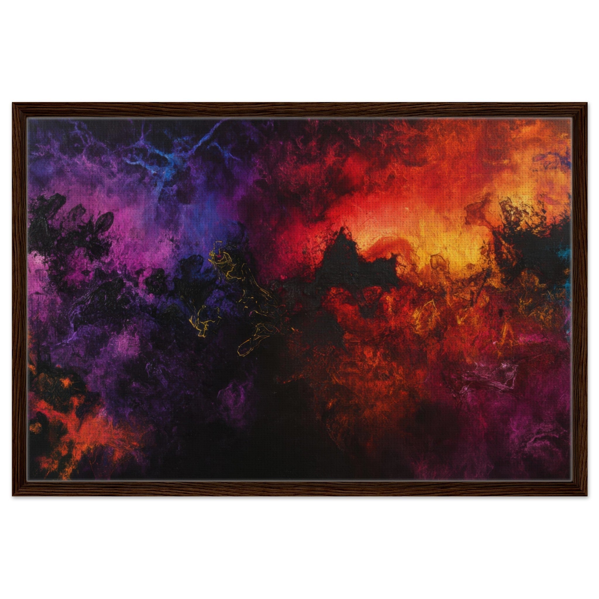 Framed Canvas Landscape - Chromatic Abyss A dark infinite void punctured 3 - Shop Ai Art WebShop - Digital Art online Store