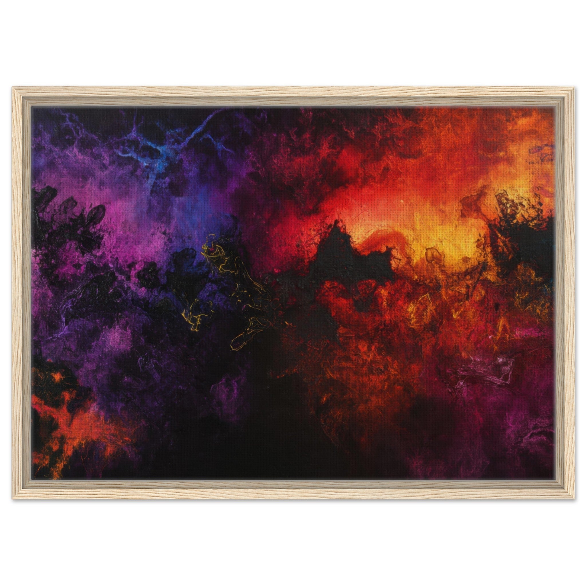 Framed Canvas Landscape - Chromatic Abyss A dark infinite void punctured 3 - Shop Ai Art WebShop - Digital Art online Store