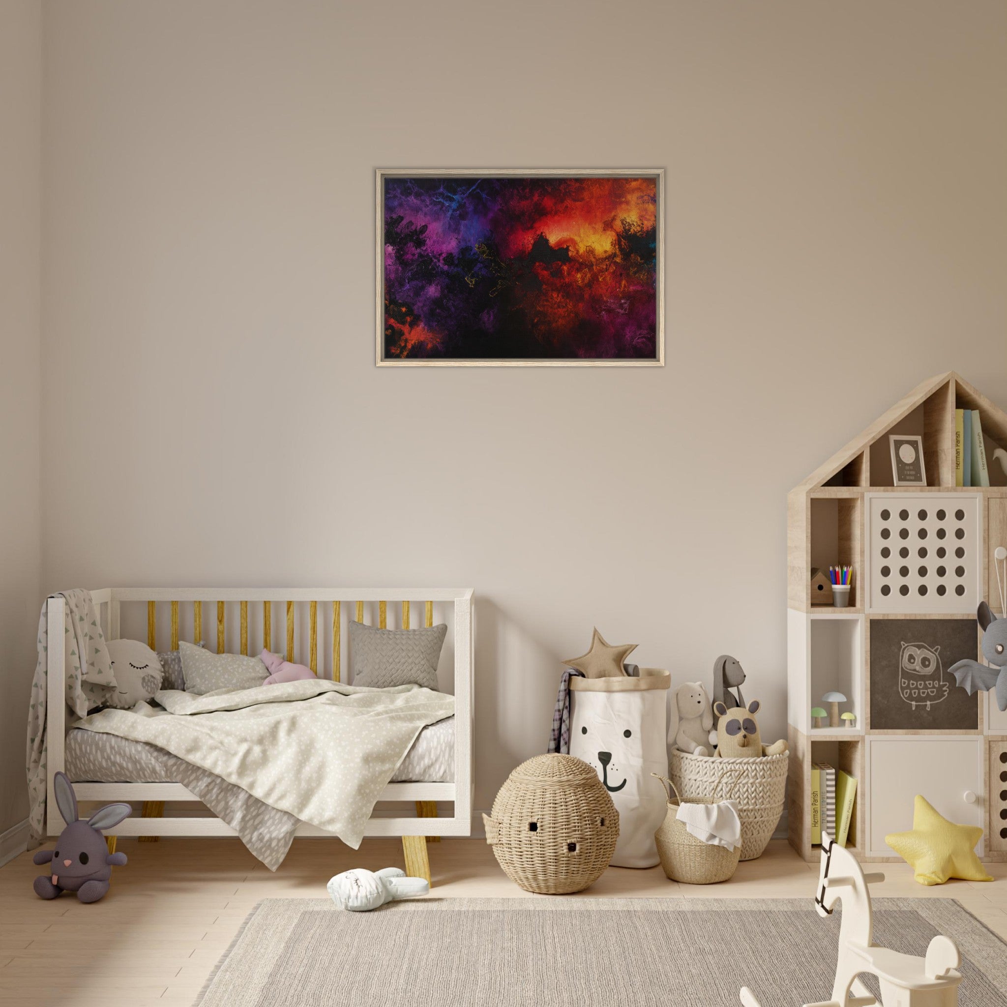 Framed Canvas Landscape - Chromatic Abyss A dark infinite void punctured 3 - Shop Ai Art WebShop - Digital Art online Store