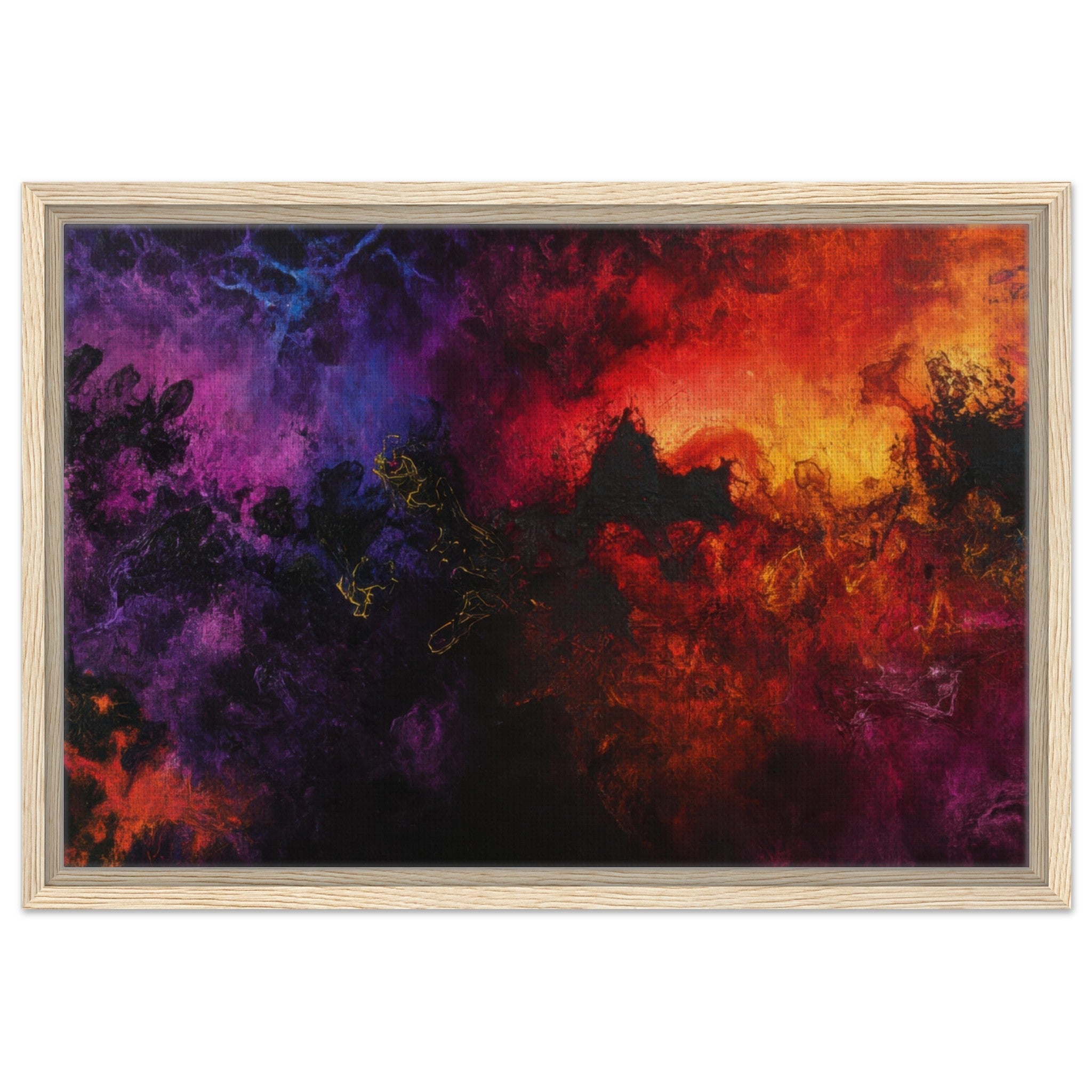 Framed Canvas Landscape - Chromatic Abyss A dark infinite void punctured 3 - Shop Ai Art WebShop - Digital Art online Store