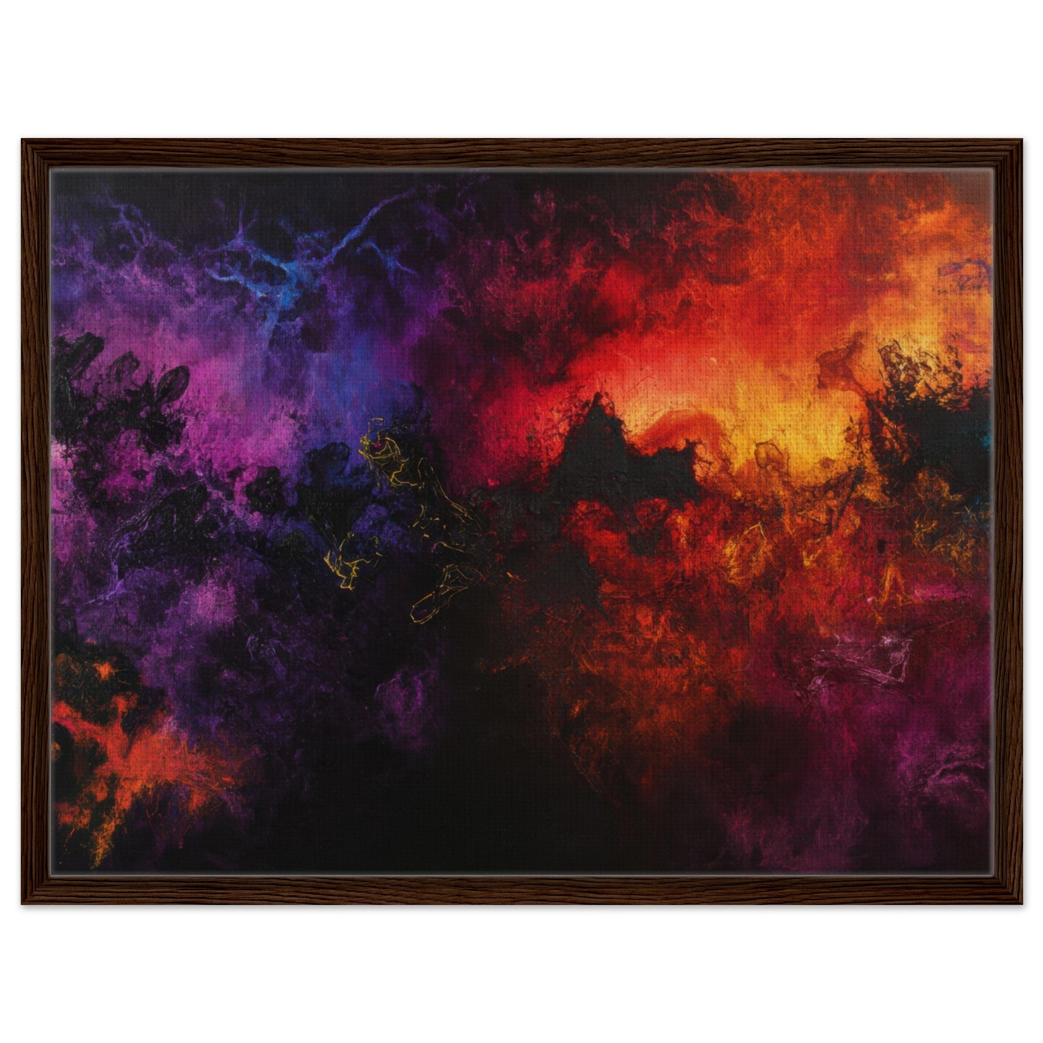 Framed Canvas Landscape - Chromatic Abyss A dark infinite void punctured 3 - Shop Ai Art WebShop - Digital Art online Store