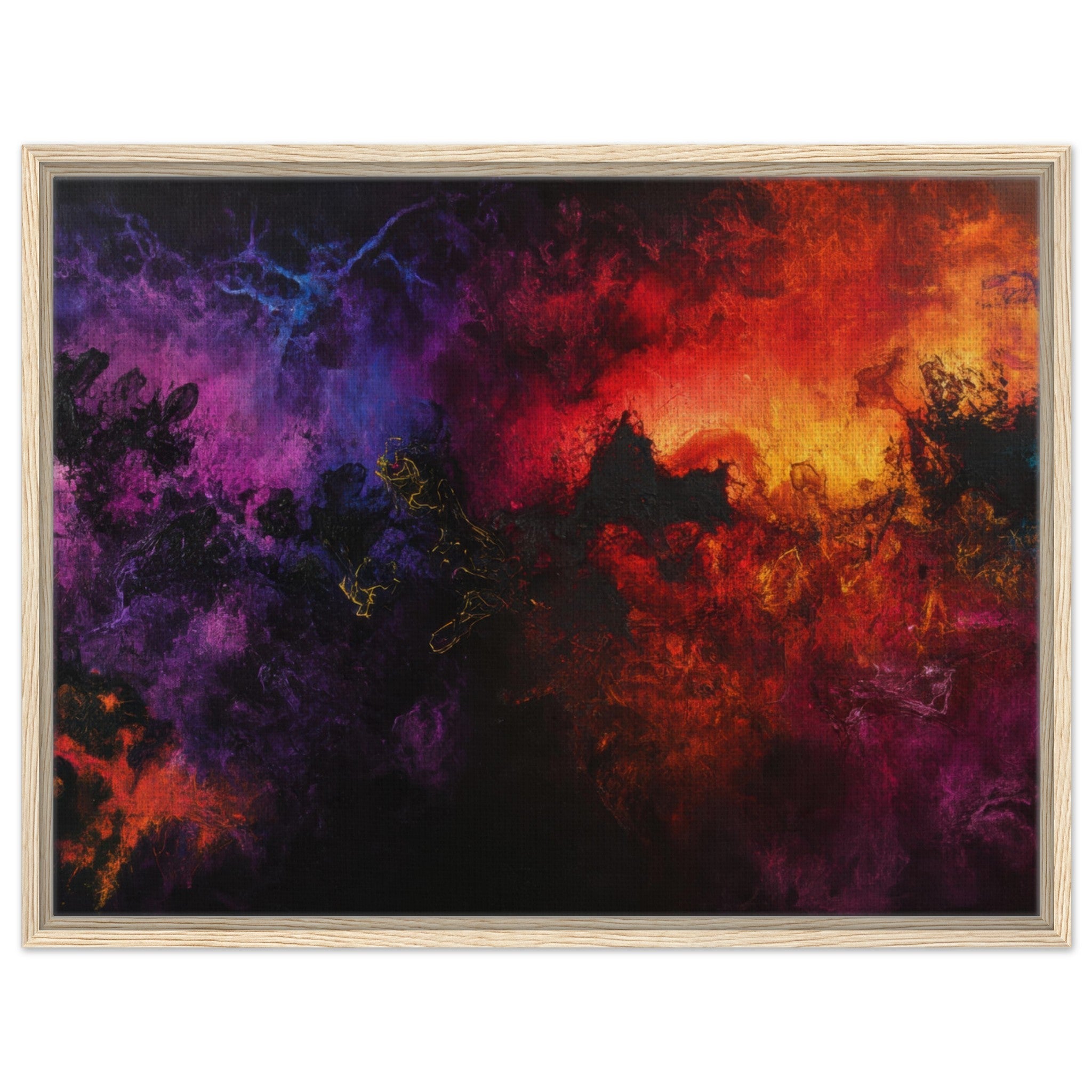 Framed Canvas Landscape - Chromatic Abyss A dark infinite void punctured 3 - Shop Ai Art WebShop - Digital Art online Store