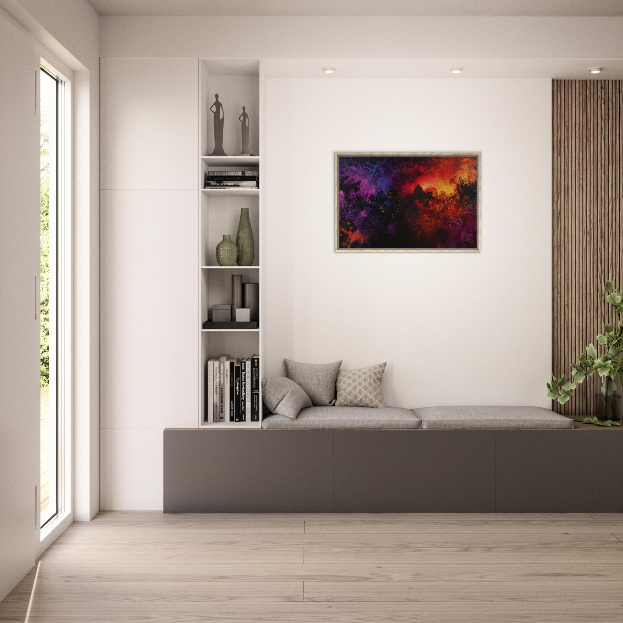 Framed Canvas Landscape - Chromatic Abyss A dark infinite void punctured 3 - Shop Ai Art WebShop - Digital Art online Store