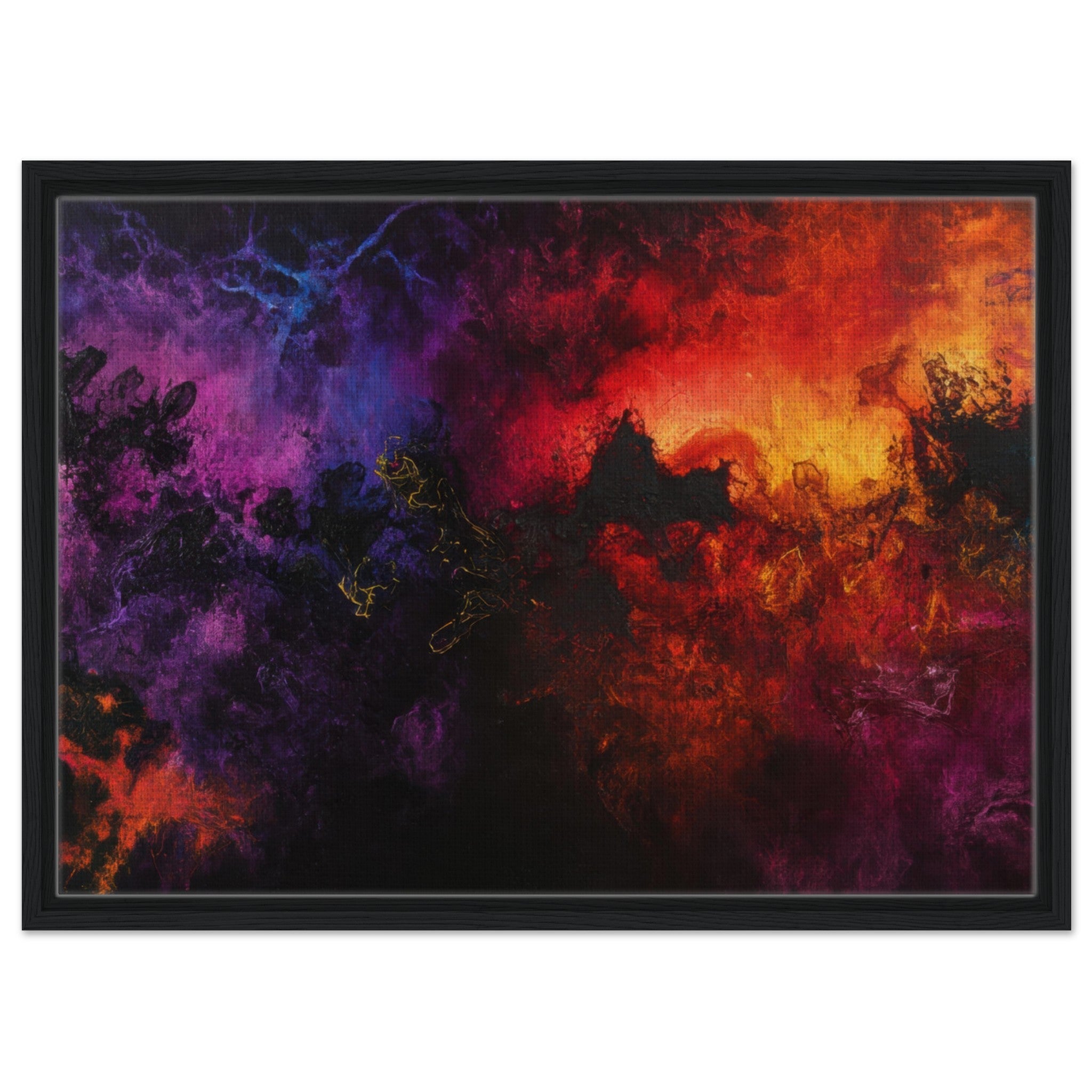 Framed Canvas Landscape - Chromatic Abyss A dark infinite void punctured 3 - Shop Ai Art WebShop - Digital Art online Store