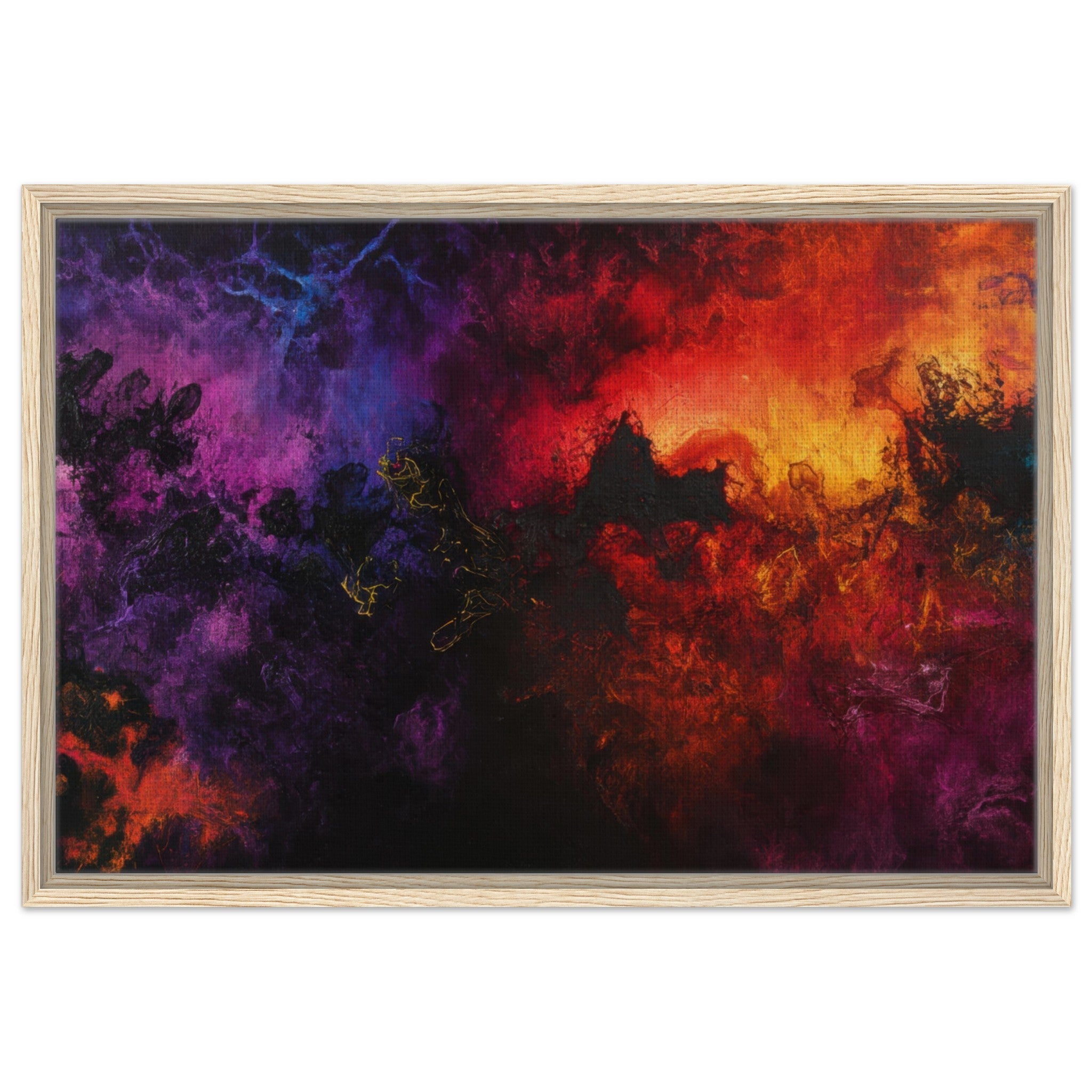 Framed Canvas Landscape - Chromatic Abyss A dark infinite void punctured 3 - Shop Ai Art WebShop - Digital Art online Store