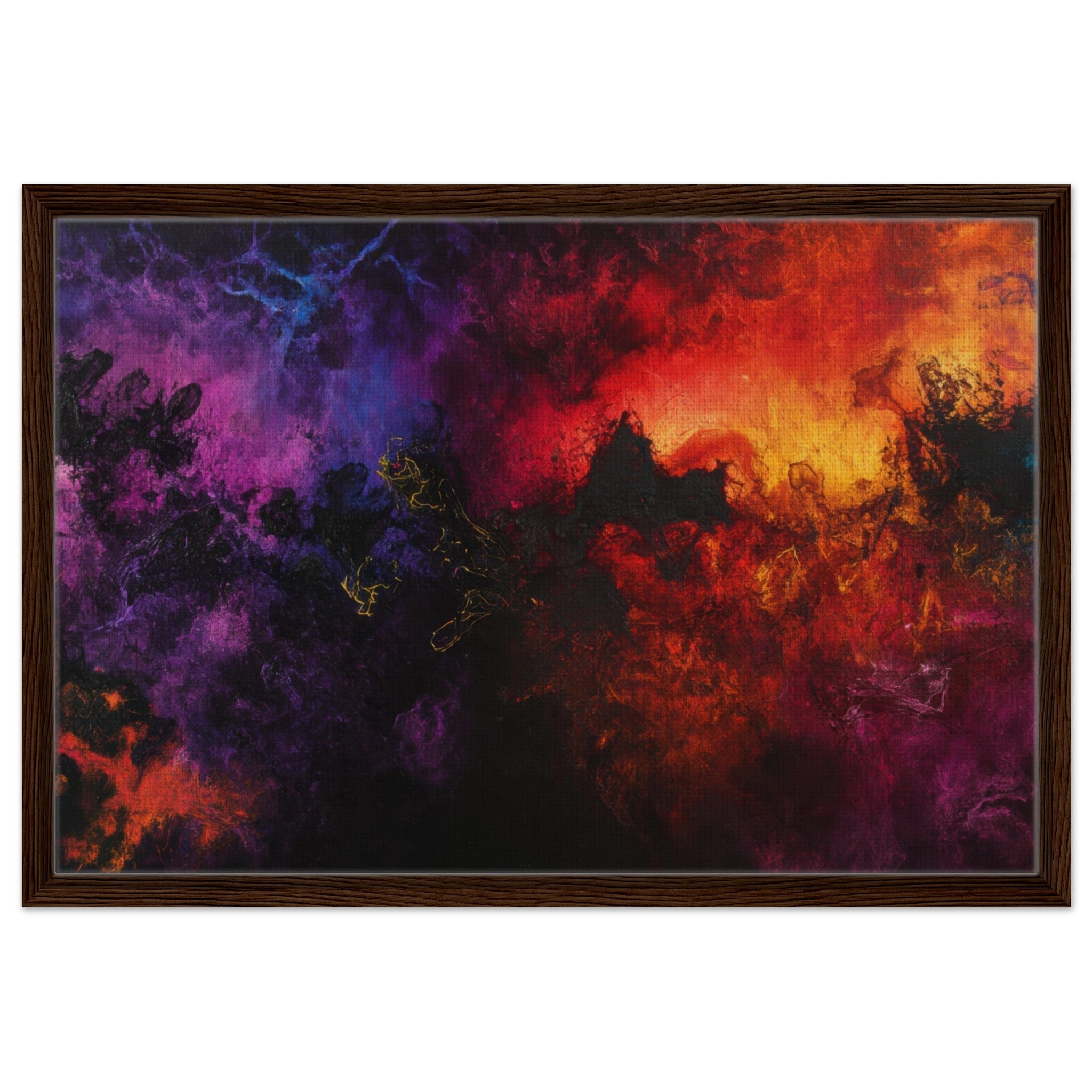 Framed Canvas Landscape - Chromatic Abyss A dark infinite void punctured 3 - Shop Ai Art WebShop - Digital Art online Store