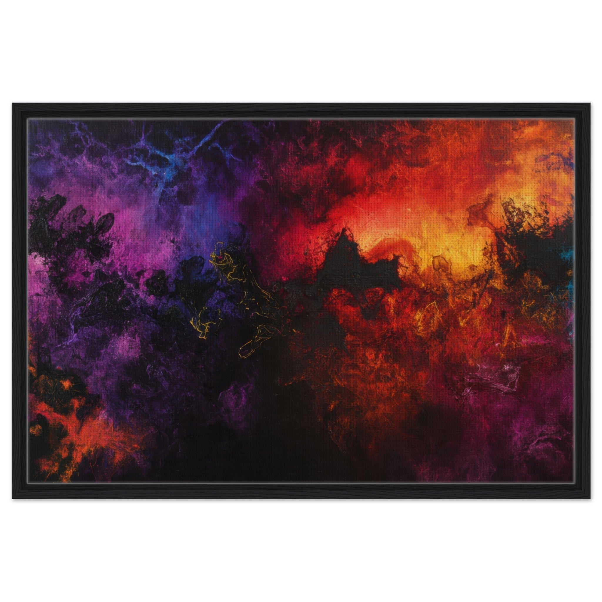 Framed Canvas Landscape - Chromatic Abyss A dark infinite void punctured 3 - Shop Ai Art WebShop - Digital Art online Store