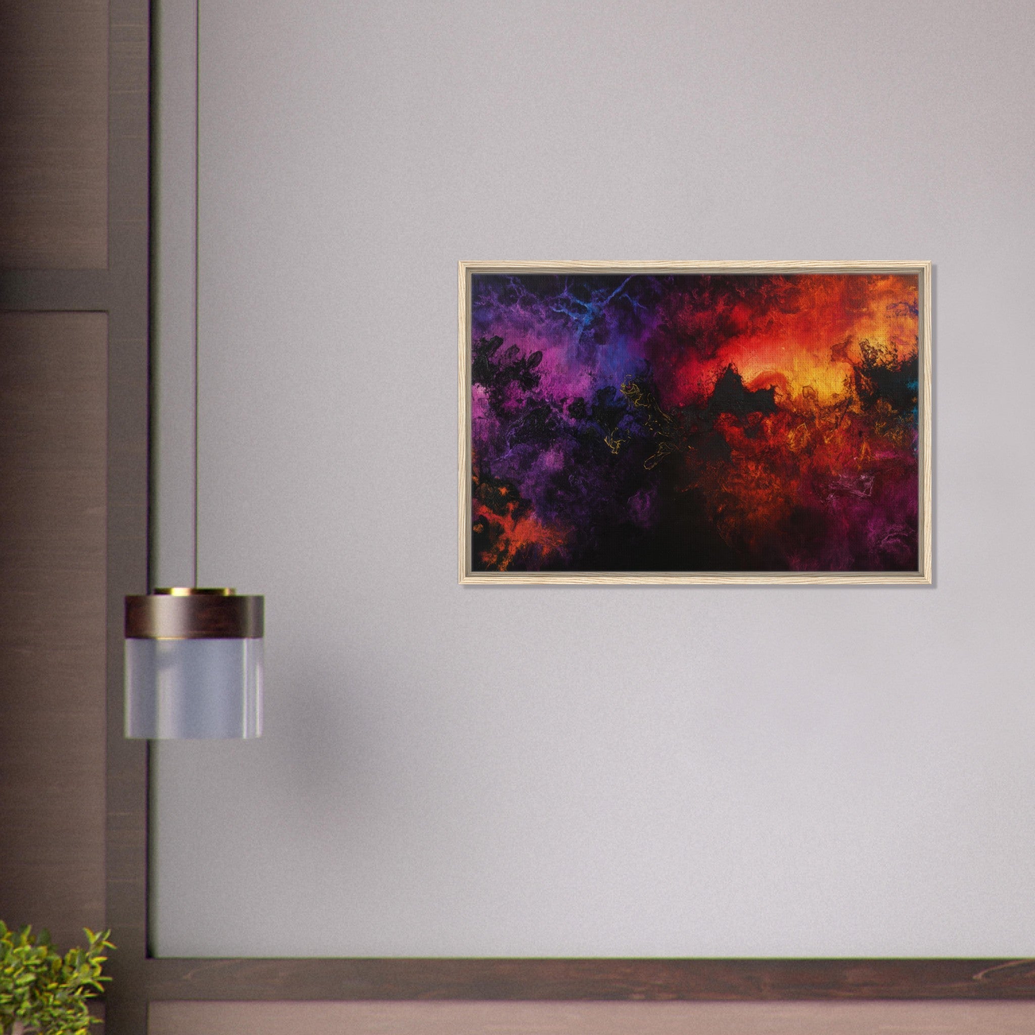 Framed Canvas Landscape - Chromatic Abyss A dark infinite void punctured 3 - Shop Ai Art WebShop - Digital Art online Store