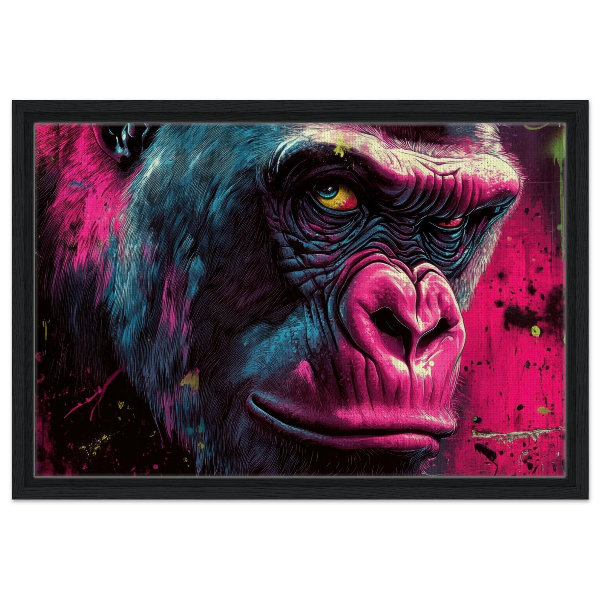 Framed Canvas Landscape - Graffiti - Style Street Art Gorilla A powerful 6 - Shop Ai Art WebShop - Digital Art online Store