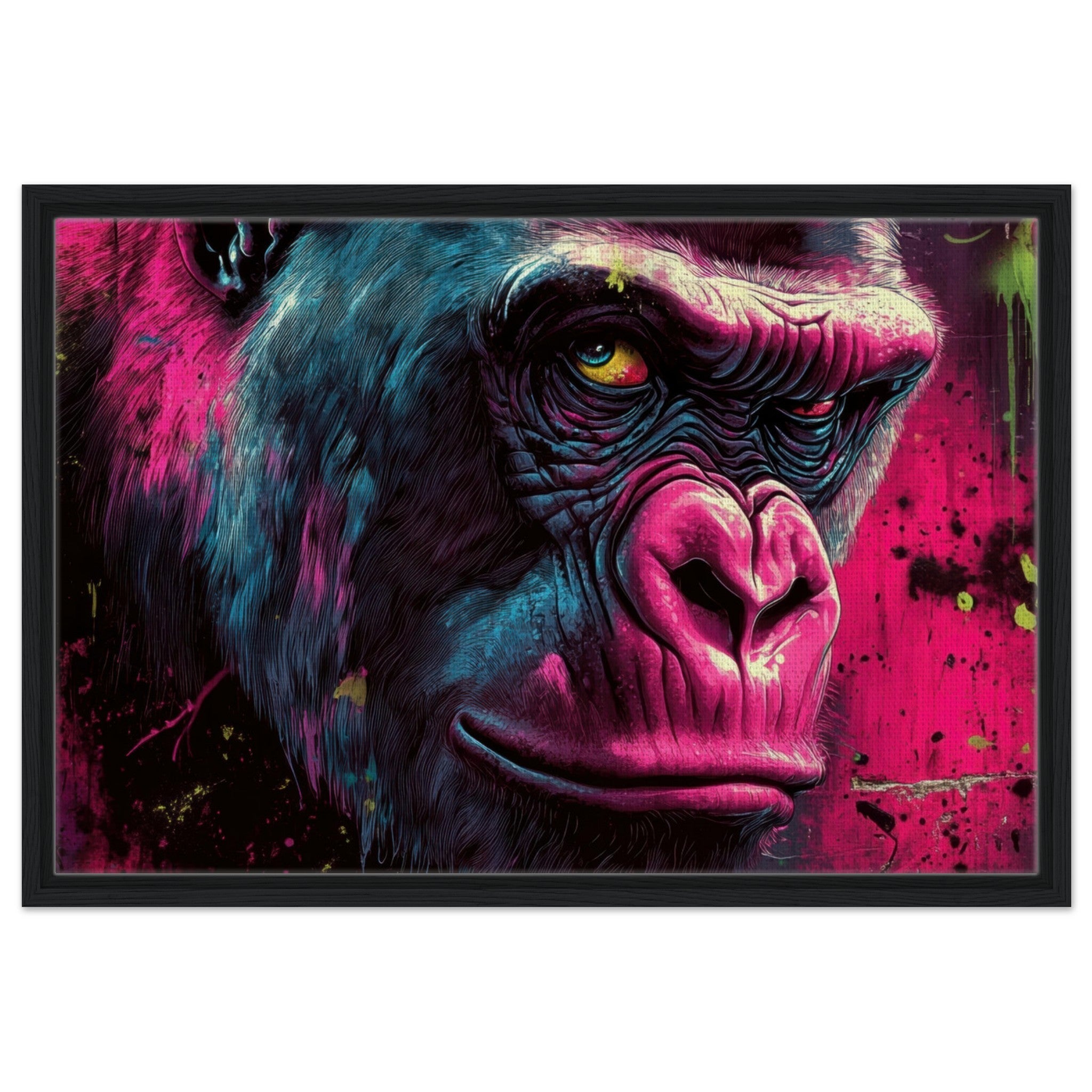 Framed Canvas Landscape - Graffiti - Style Street Art Gorilla A powerful 6 - Shop Ai Art WebShop - Digital Art online Store