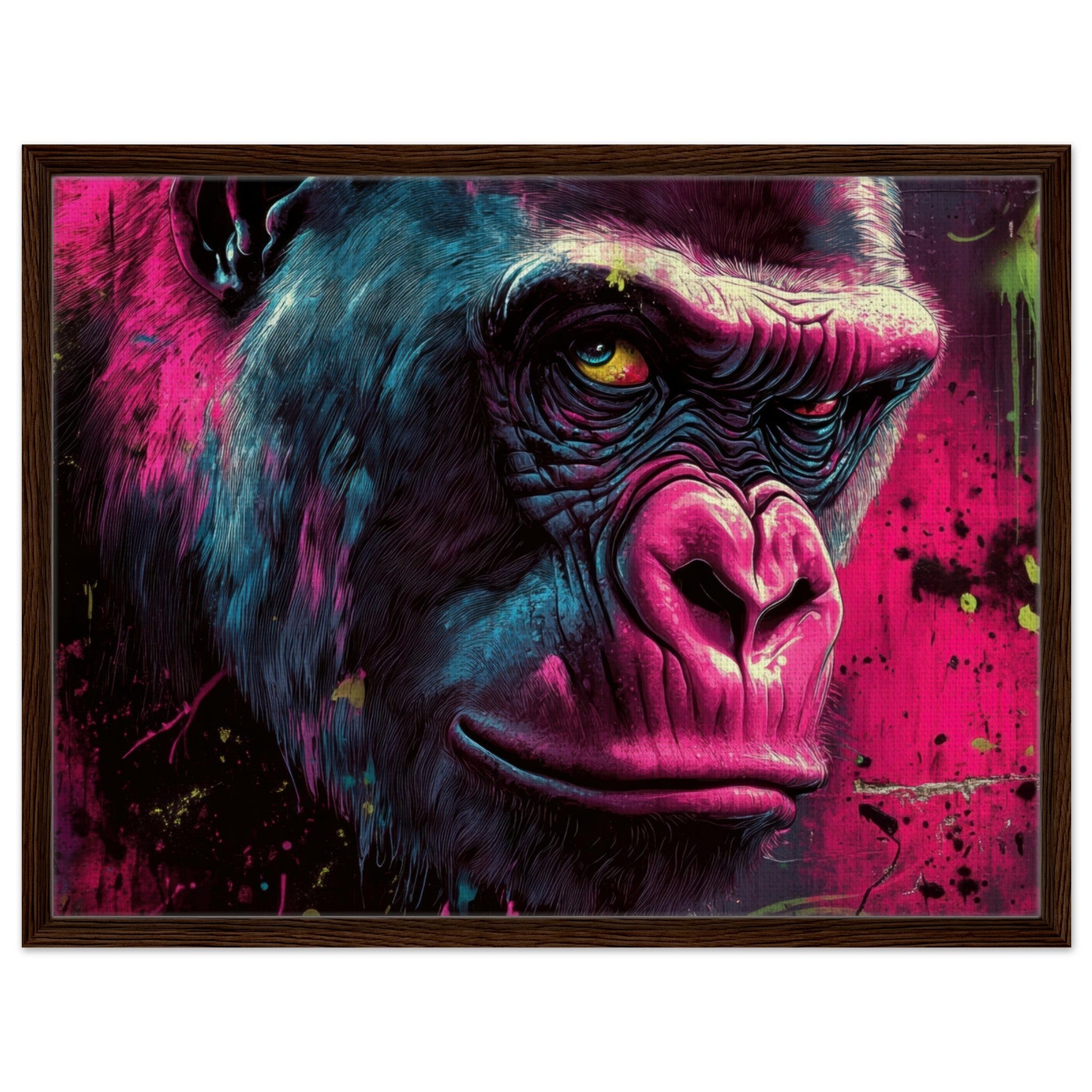Framed Canvas Landscape - Graffiti - Style Street Art Gorilla A powerful 6 - Shop Ai Art WebShop - Digital Art online Store