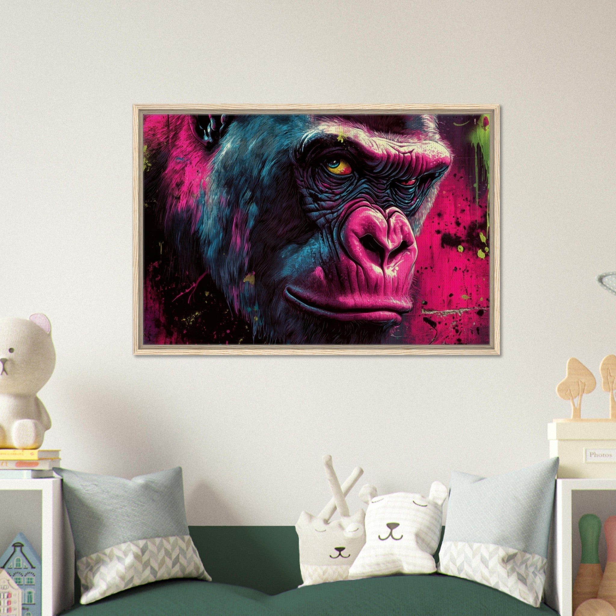 Framed Canvas Landscape - Graffiti - Style Street Art Gorilla A powerful 6 - Shop Ai Art WebShop - Digital Art online Store