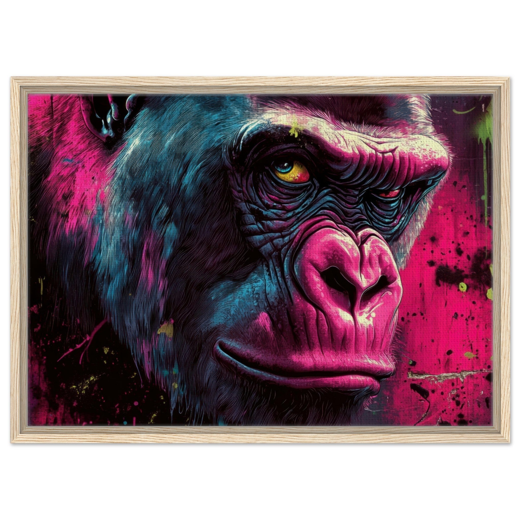 Framed Canvas Landscape - Graffiti - Style Street Art Gorilla A powerful 6 - Shop Ai Art WebShop - Digital Art online Store