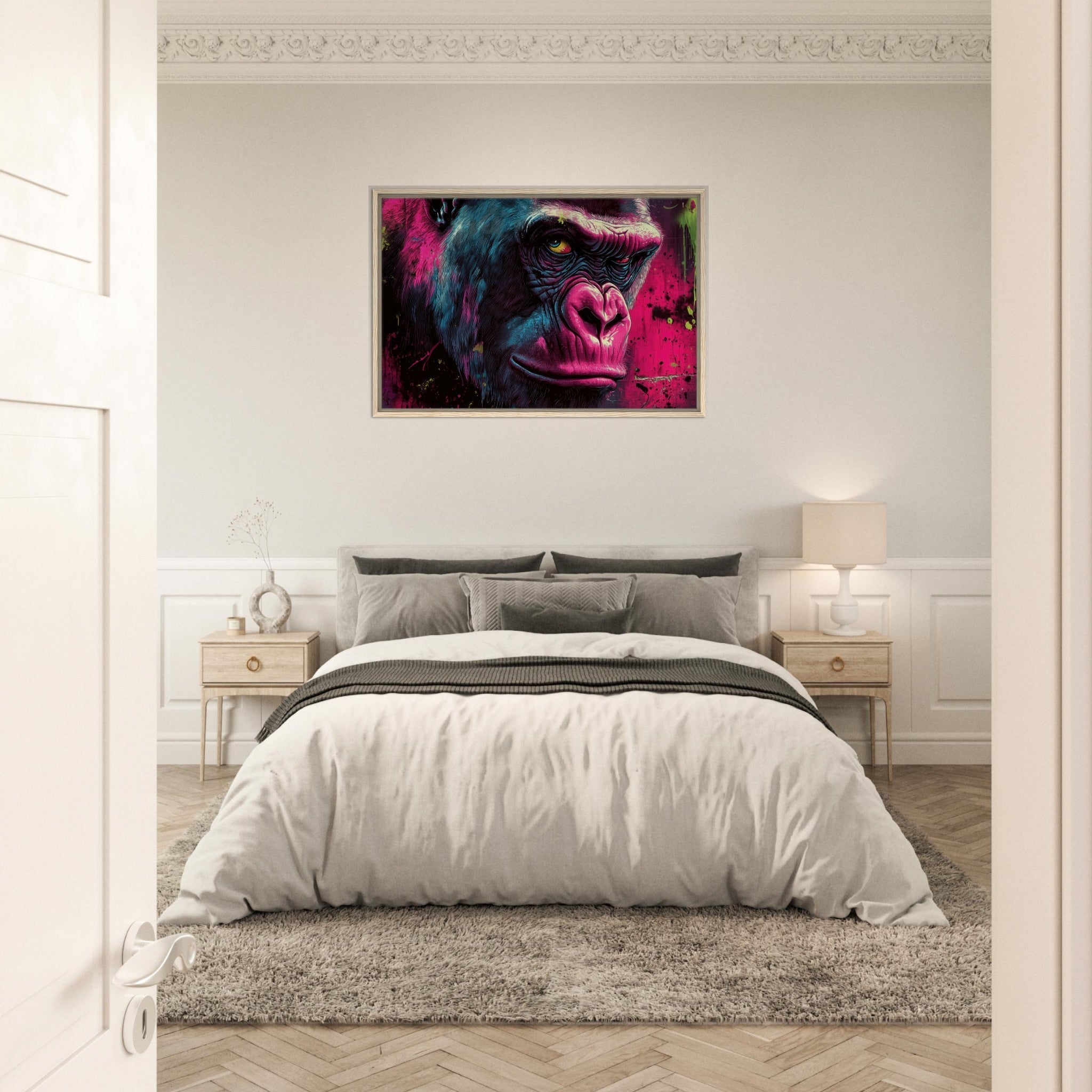 Framed Canvas Landscape - Graffiti - Style Street Art Gorilla A powerful 6 - Shop Ai Art WebShop - Digital Art online Store