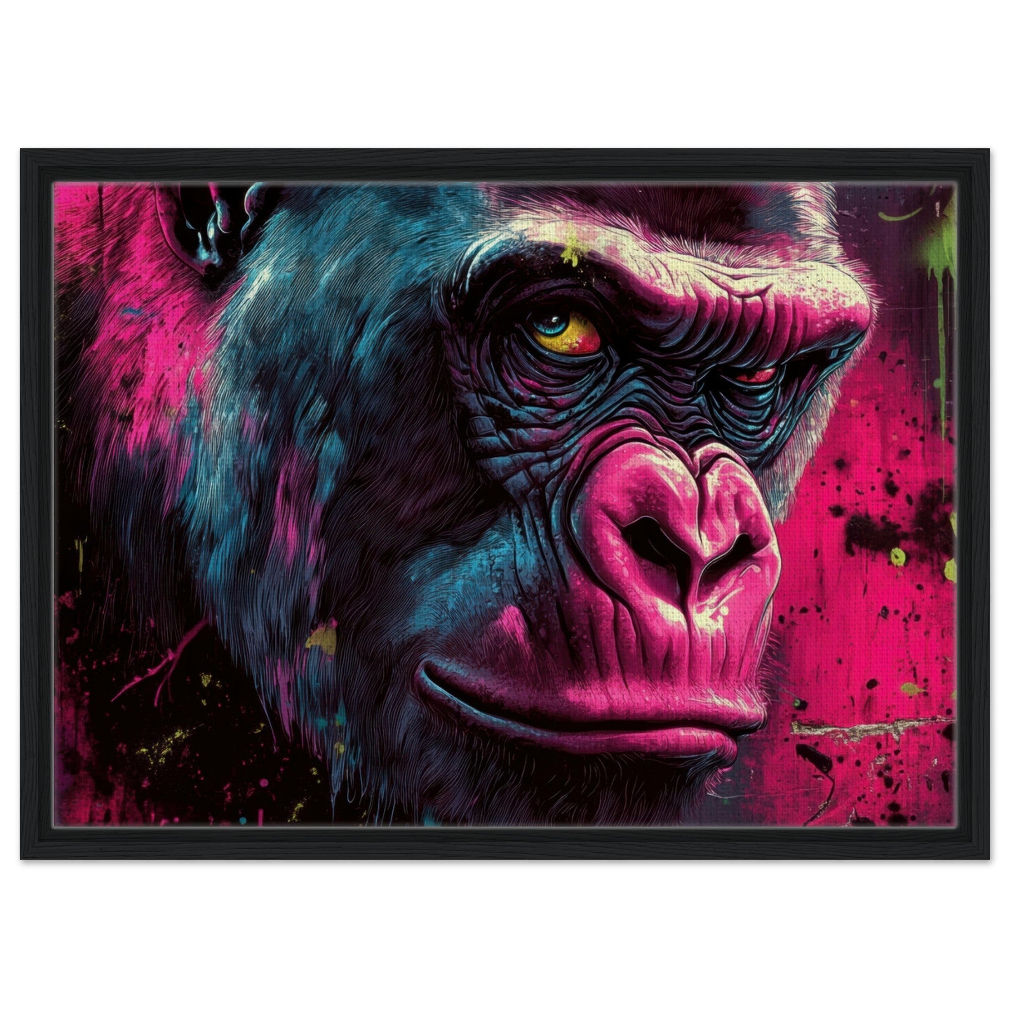 Framed Canvas Landscape - Graffiti - Style Street Art Gorilla A powerful 6 - Shop Ai Art WebShop - Digital Art online Store