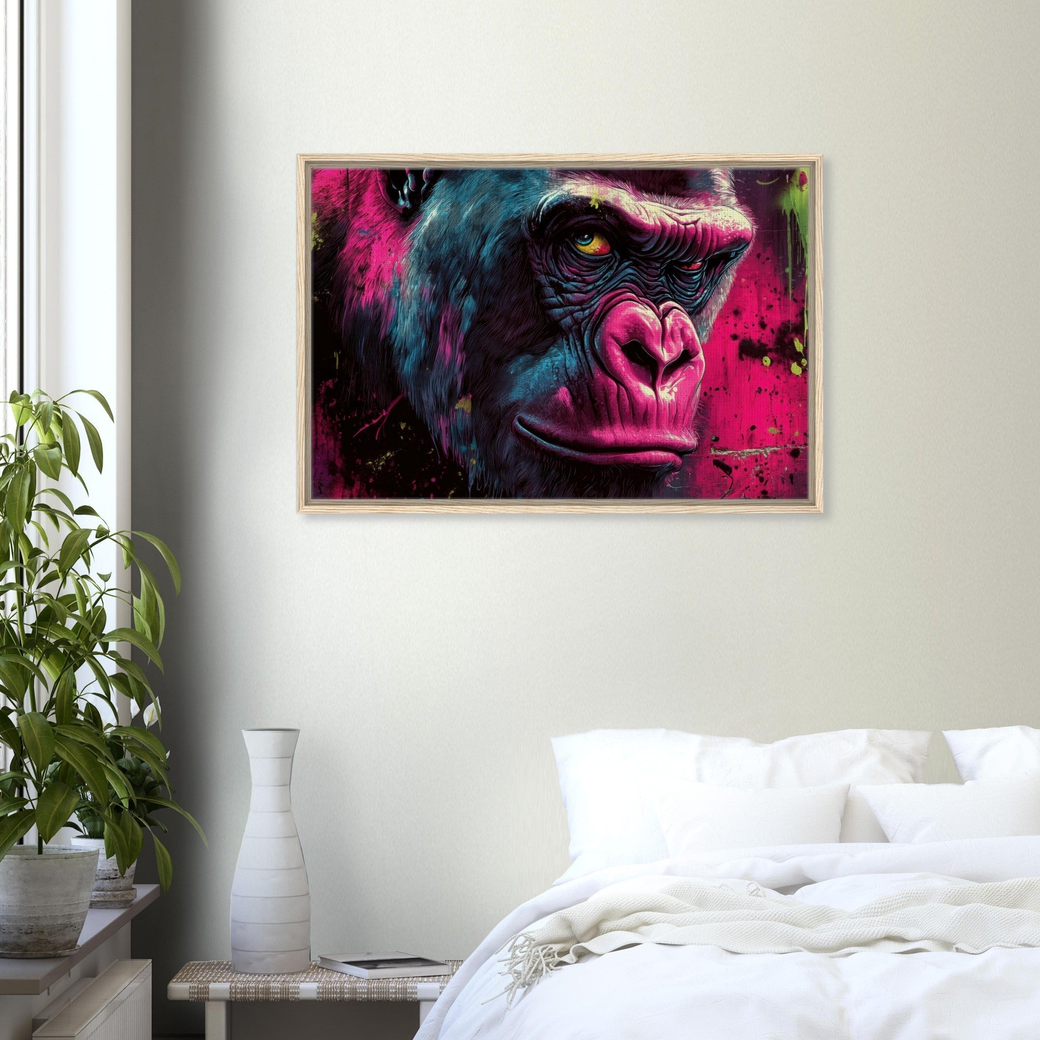 Framed Canvas Landscape - Graffiti - Style Street Art Gorilla A powerful 6 - Shop Ai Art WebShop - Digital Art online Store