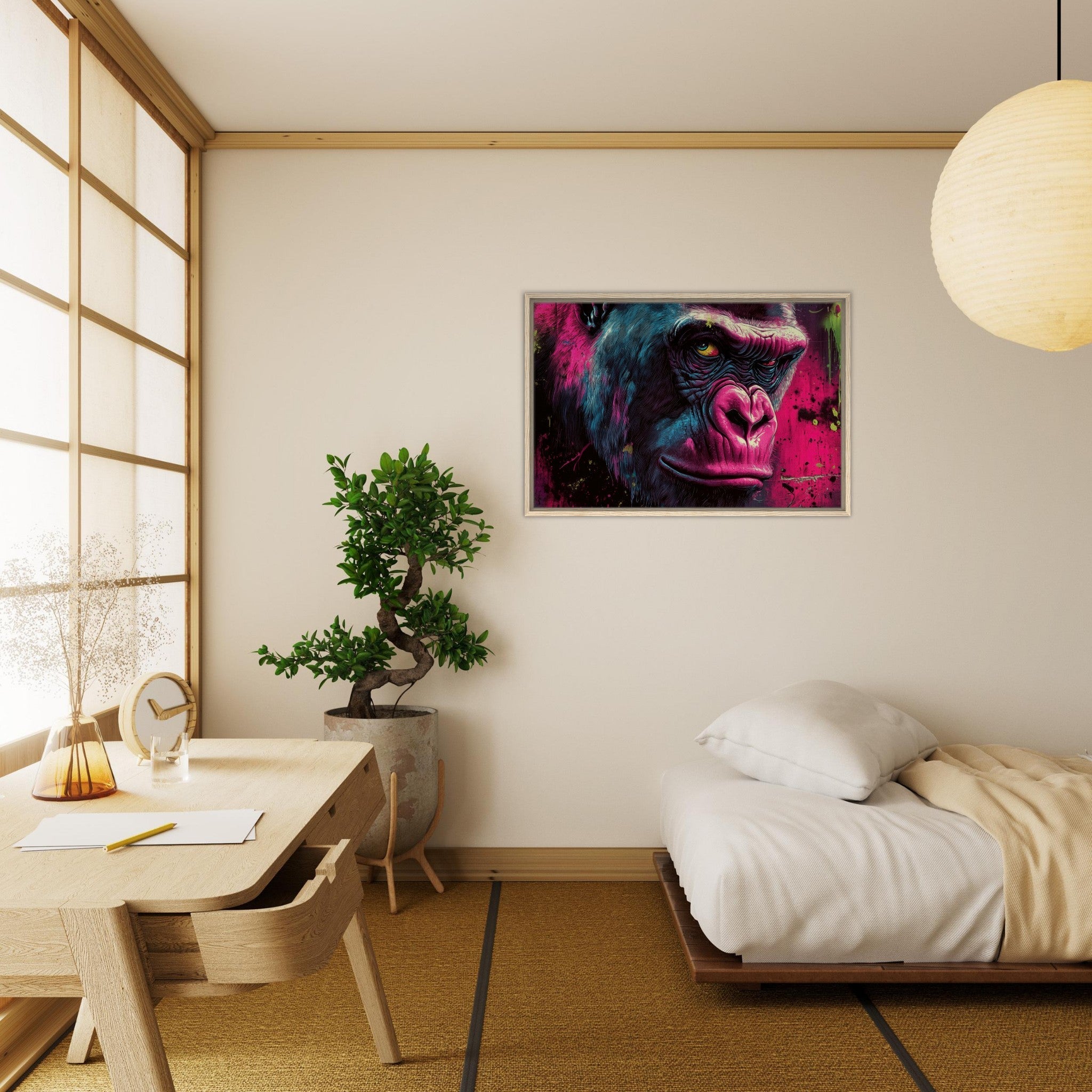 Framed Canvas Landscape - Graffiti - Style Street Art Gorilla A powerful 6 - Shop Ai Art WebShop - Digital Art online Store