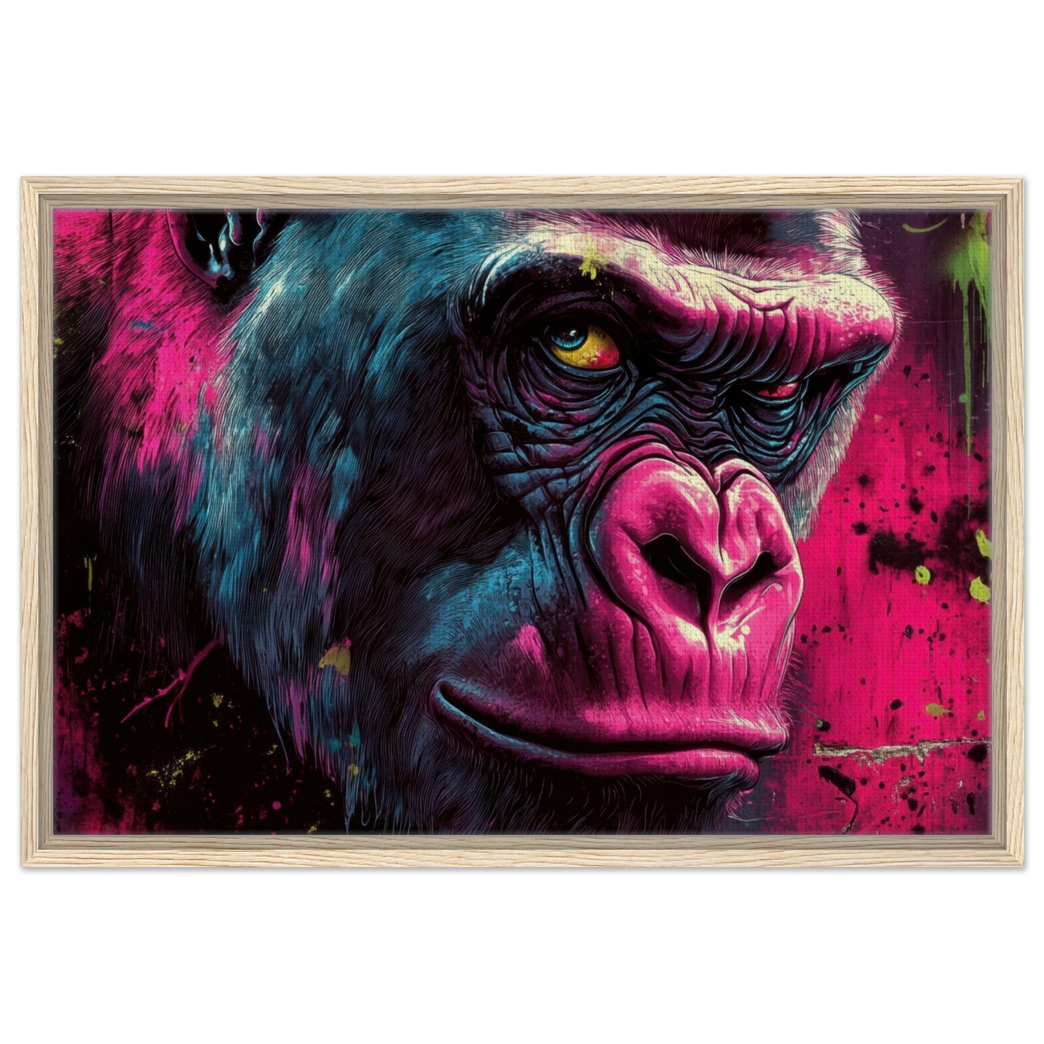 Framed Canvas Landscape - Graffiti - Style Street Art Gorilla A powerful 6 - Shop Ai Art WebShop - Digital Art online Store