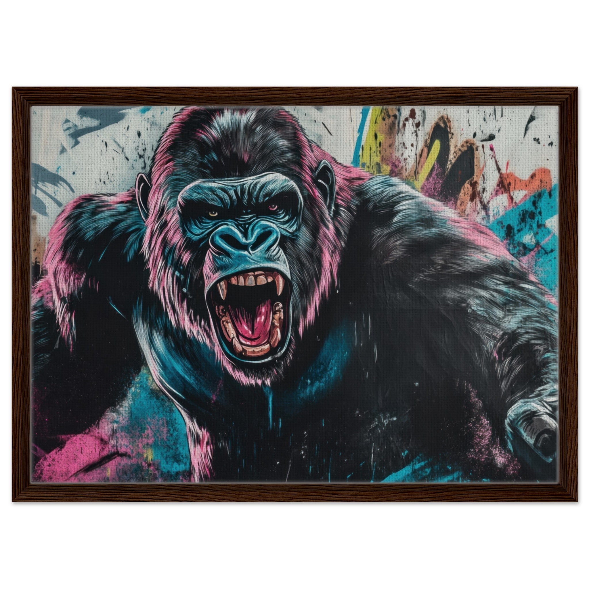 Framed Canvas Landscape - Graffiti - Style Street Art Gorilla A powerful 7 - Shop Ai Art WebShop - Digital Art online Store