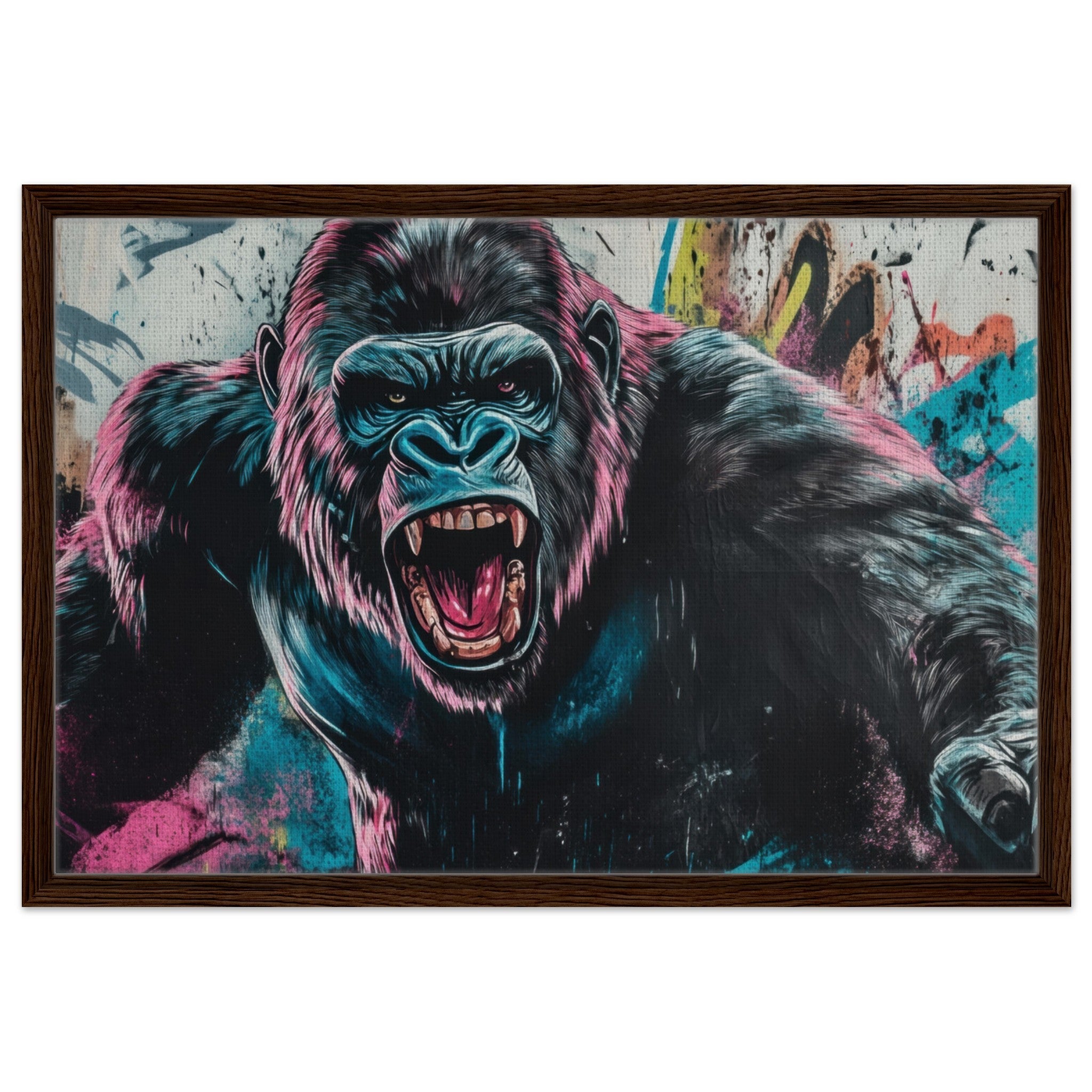 Framed Canvas Landscape - Graffiti - Style Street Art Gorilla A powerful 7 - Shop Ai Art WebShop - Digital Art online Store