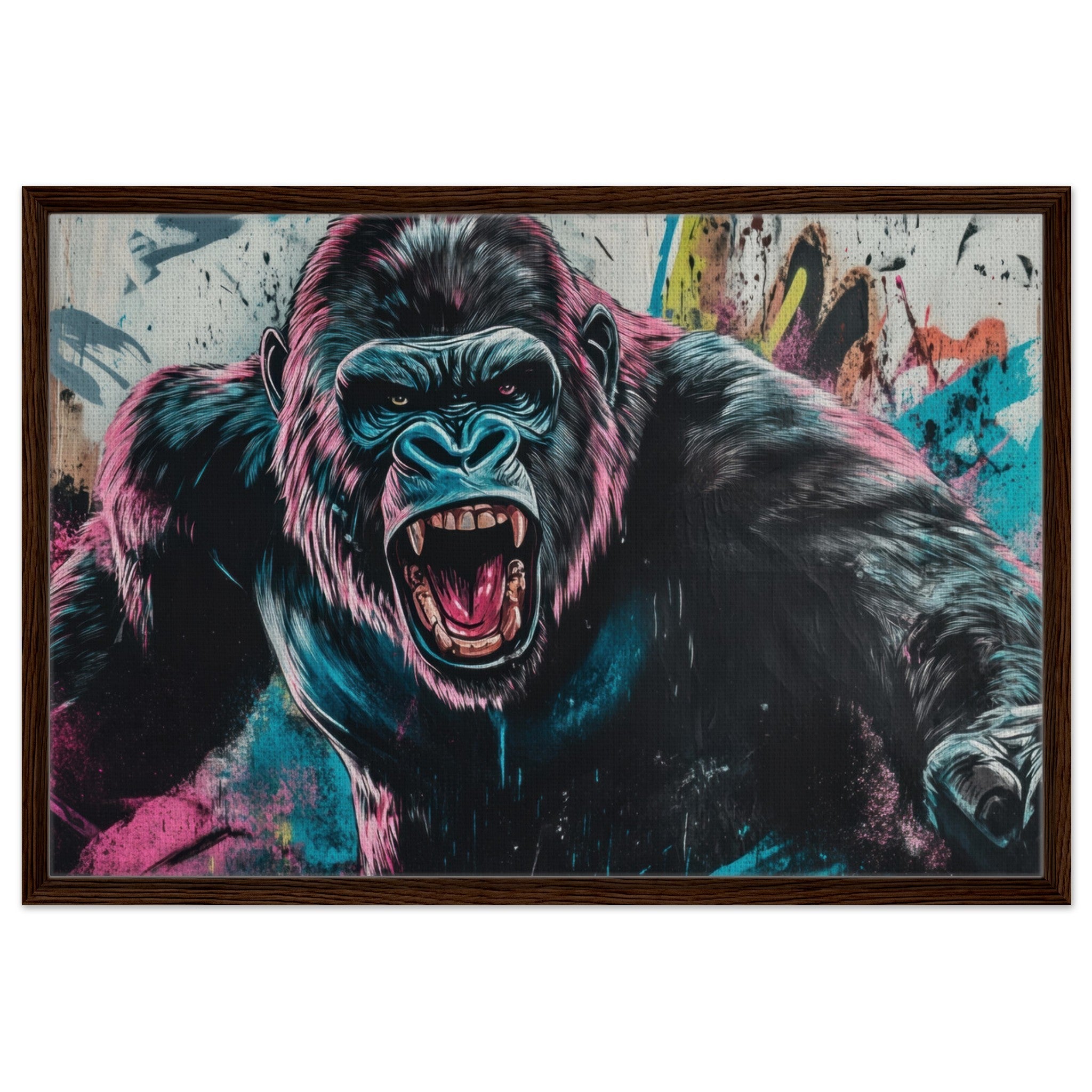 Framed Canvas Landscape - Graffiti - Style Street Art Gorilla A powerful 7 - Shop Ai Art WebShop - Digital Art online Store