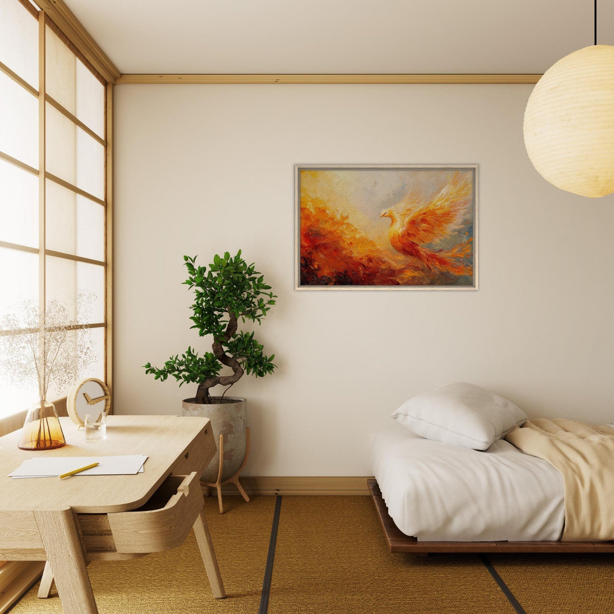 Framed Canvas Landscape - Impressionist Phoenix Rebirth Impressionism Did 2 - Shop Ai Art WebShop - Digital Art online Store