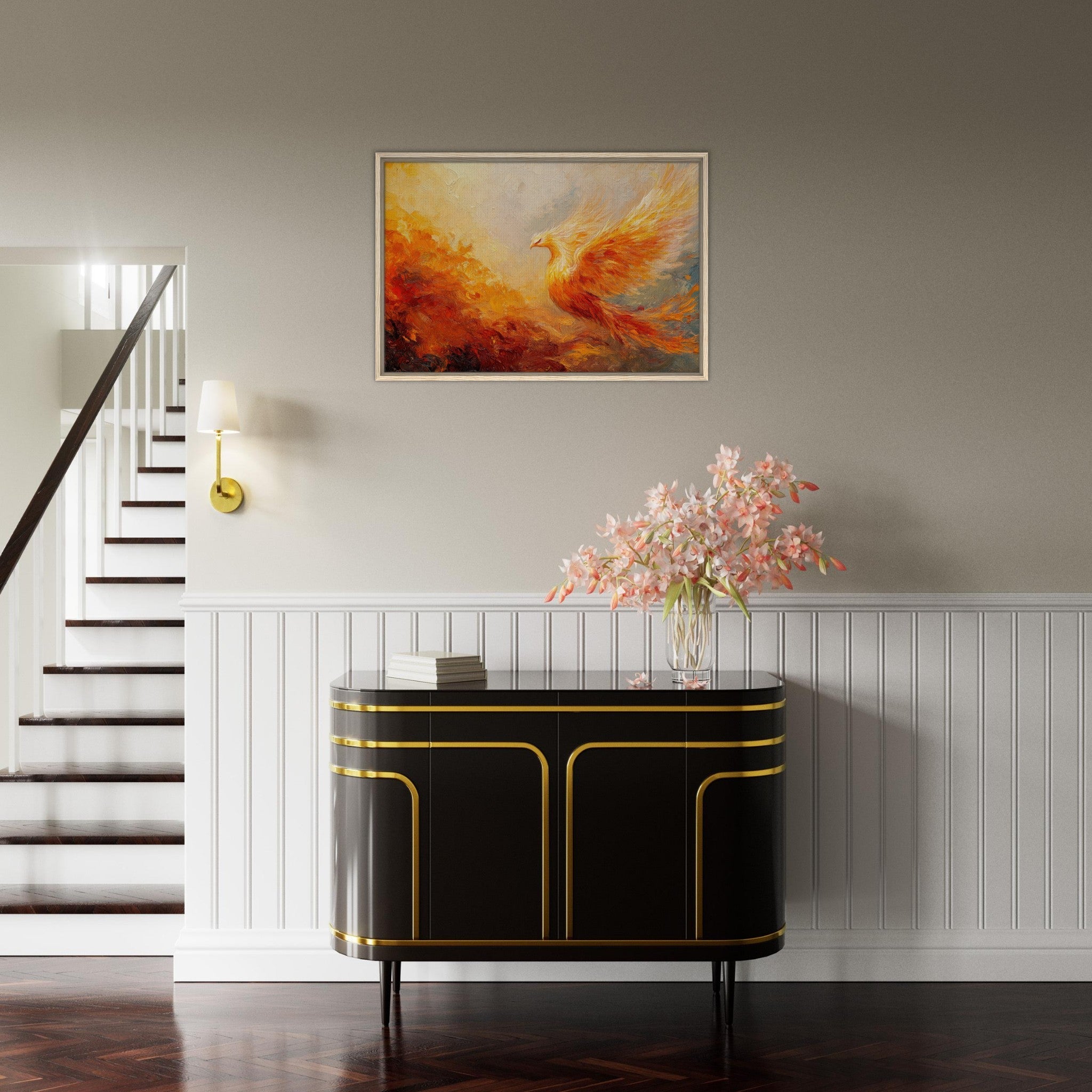 Framed Canvas Landscape - Impressionist Phoenix Rebirth Impressionism Did 2 - Shop Ai Art WebShop - Digital Art online Store