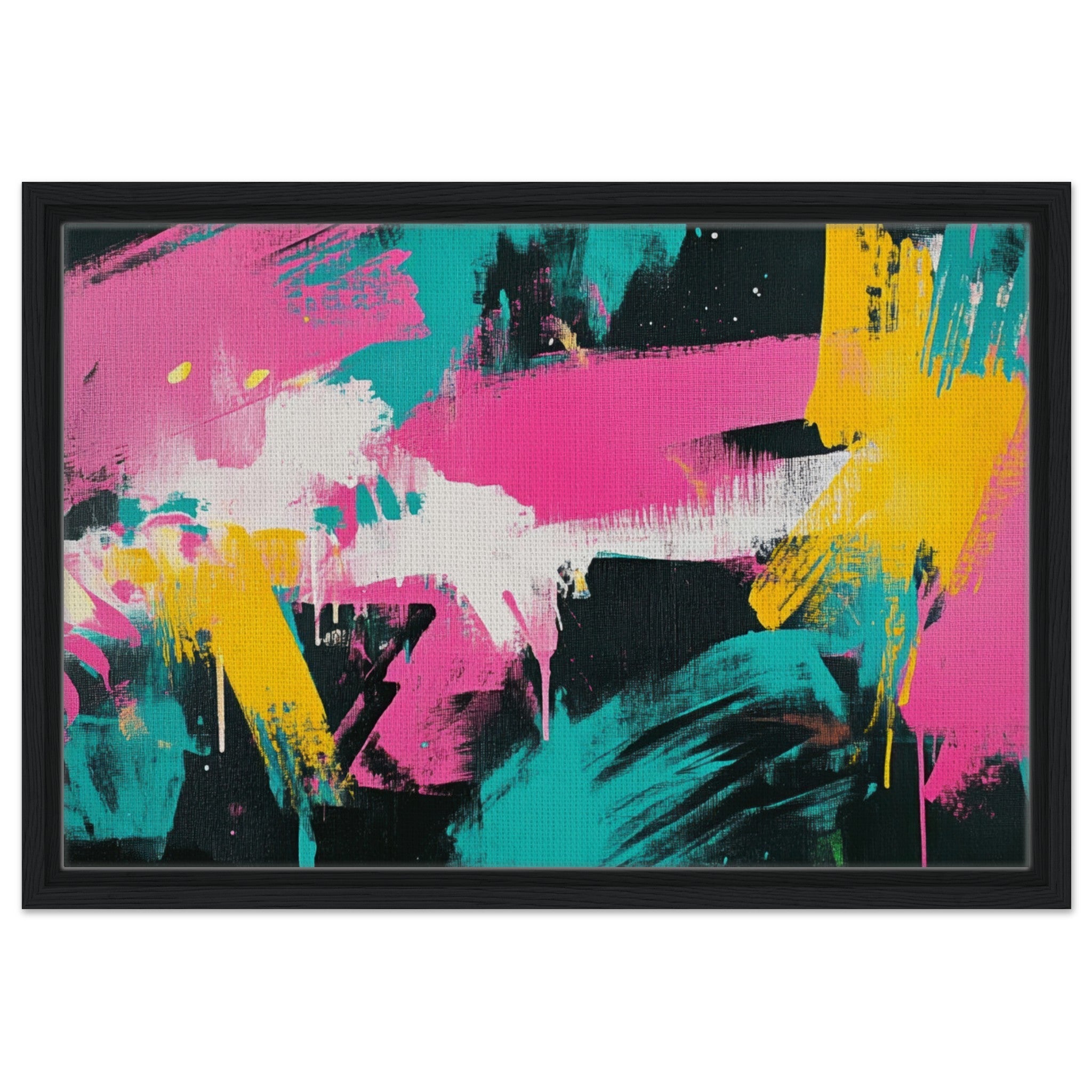 Framed Canvas Landscape - Neon Reverie An explosion of neon lights in pink - Shop Ai Art WebShop - Digital Art online Store