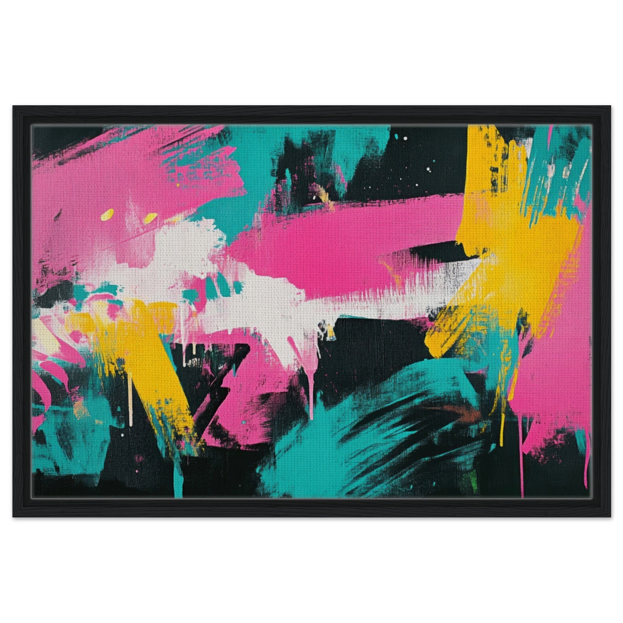 Framed Canvas Landscape - Neon Reverie An explosion of neon lights in pink - Shop Ai Art WebShop - Digital Art online Store