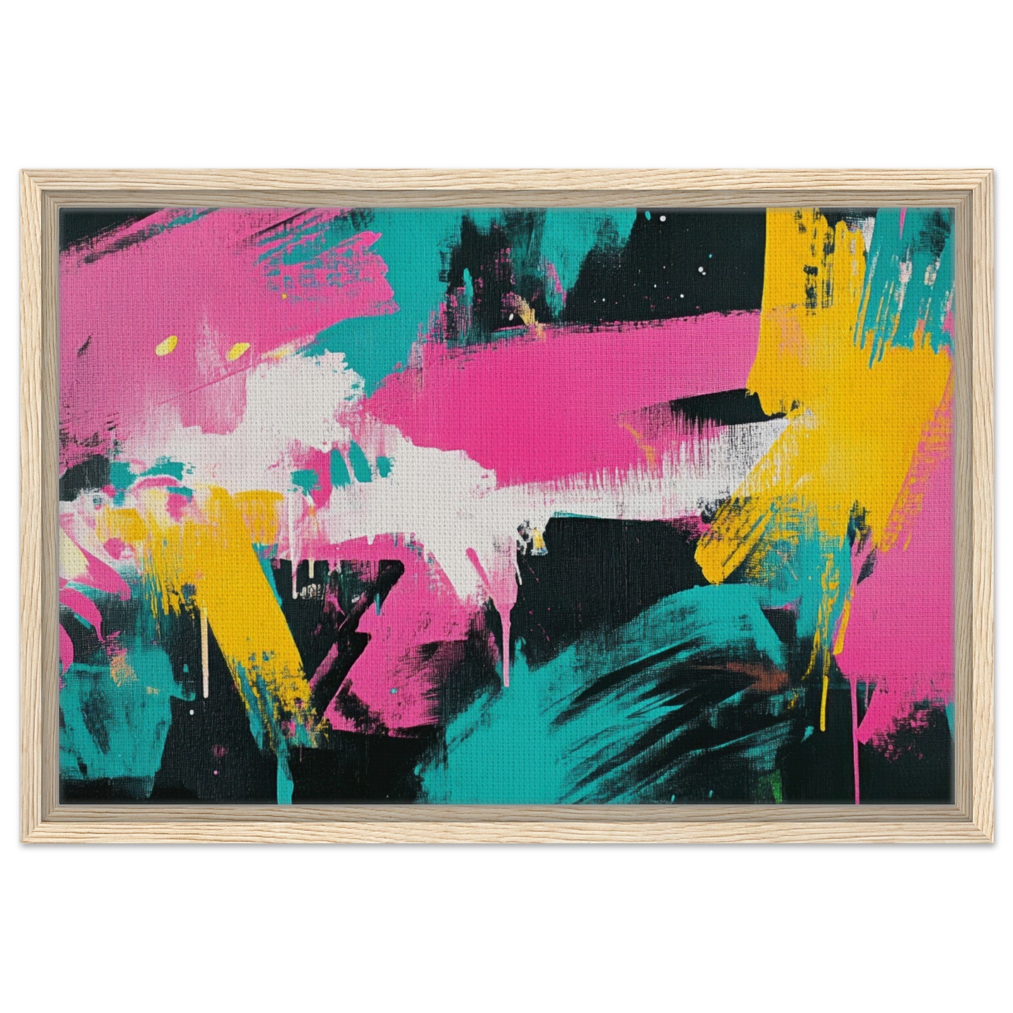 Framed Canvas Landscape - Neon Reverie An explosion of neon lights in pink - Shop Ai Art WebShop - Digital Art online Store