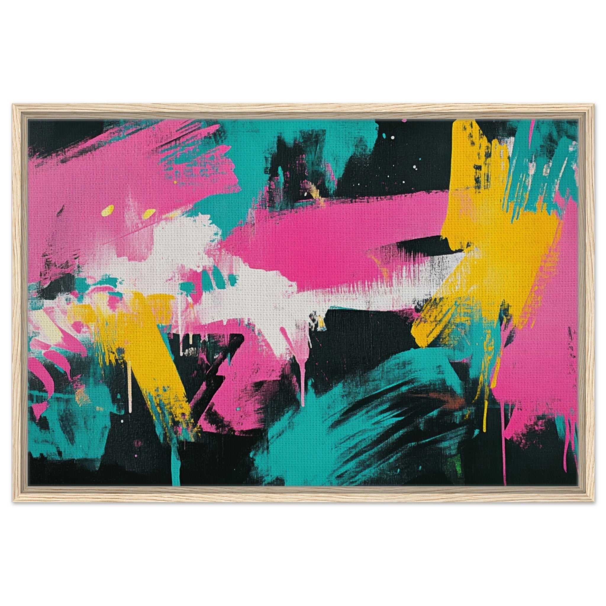 Framed Canvas Landscape - Neon Reverie An explosion of neon lights in pink - Shop Ai Art WebShop - Digital Art online Store