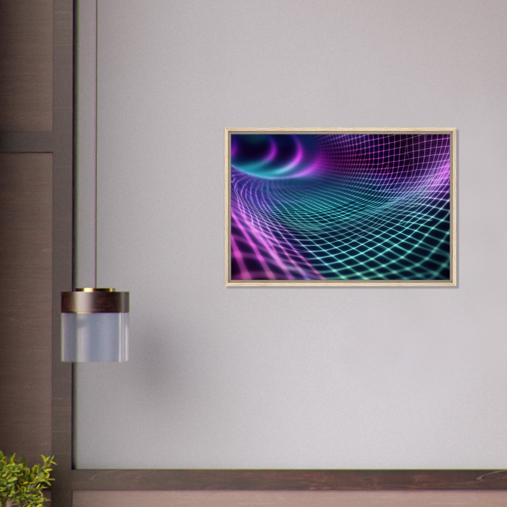 Framed Canvas Landscape - Quantum Reverberation Cascading waves of transit 2 - Shop Ai Art WebShop - Digital Art online Store