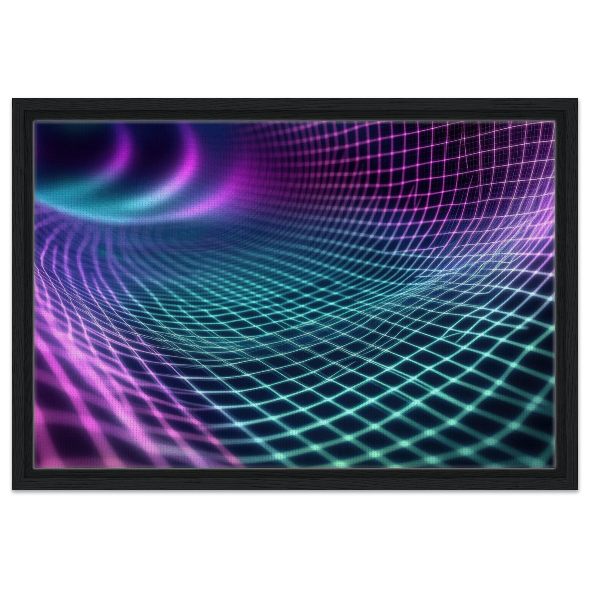 Framed Canvas Landscape - Quantum Reverberation Cascading waves of transit 2 - Shop Ai Art WebShop - Digital Art online Store