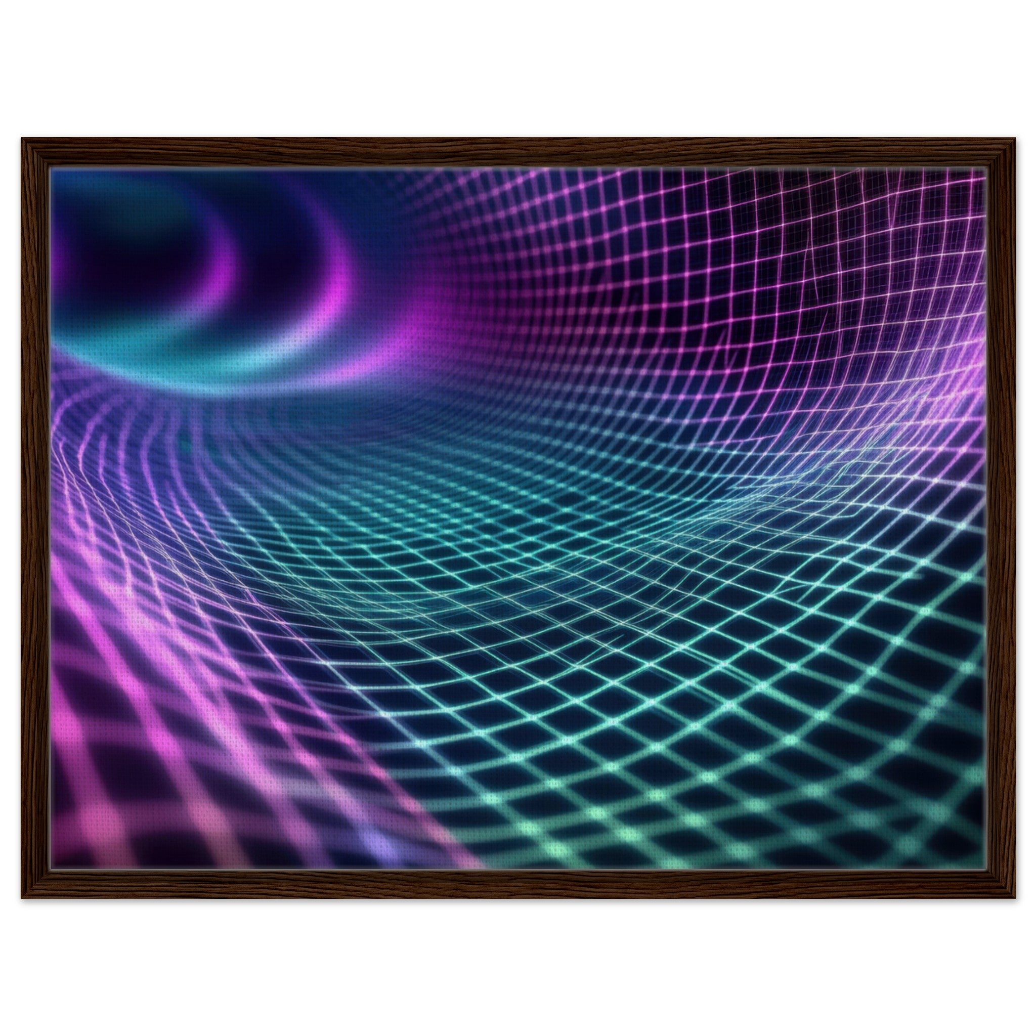 Framed Canvas Landscape - Quantum Reverberation Cascading waves of transit 2 - Shop Ai Art WebShop - Digital Art online Store