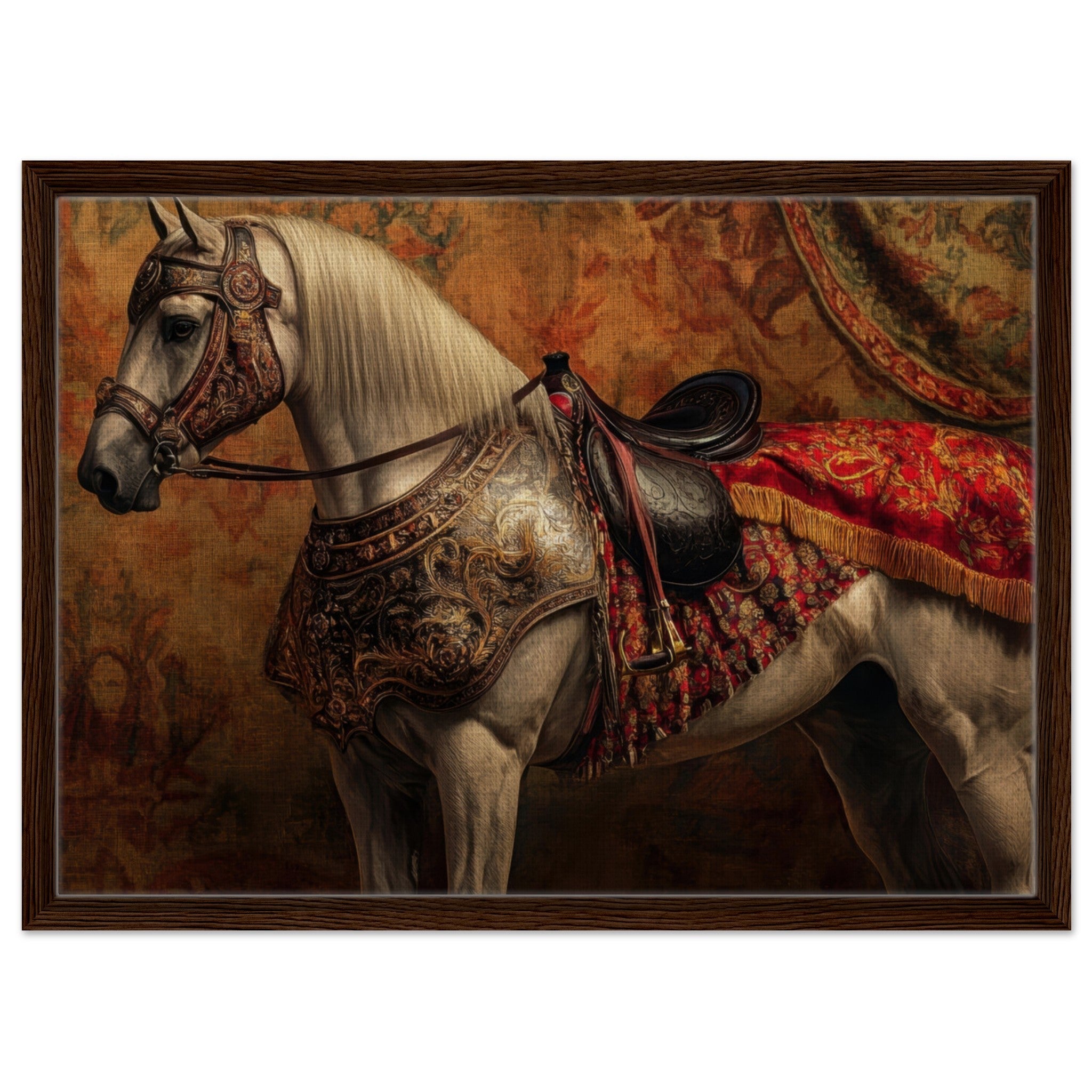 Framed Canvas Landscape - Renaissance Portrait of a Noble Horse A dignified 2 - Shop Ai Art WebShop - Digital Art online Store
