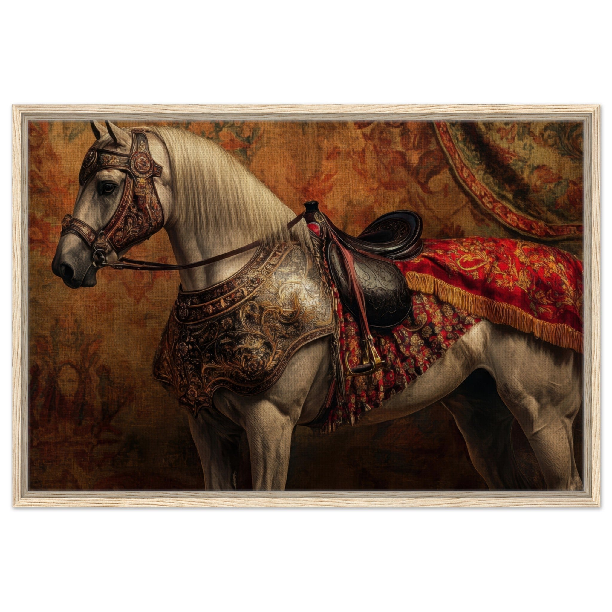 Framed Canvas Landscape - Renaissance Portrait of a Noble Horse A dignified 2 - Shop Ai Art WebShop - Digital Art online Store