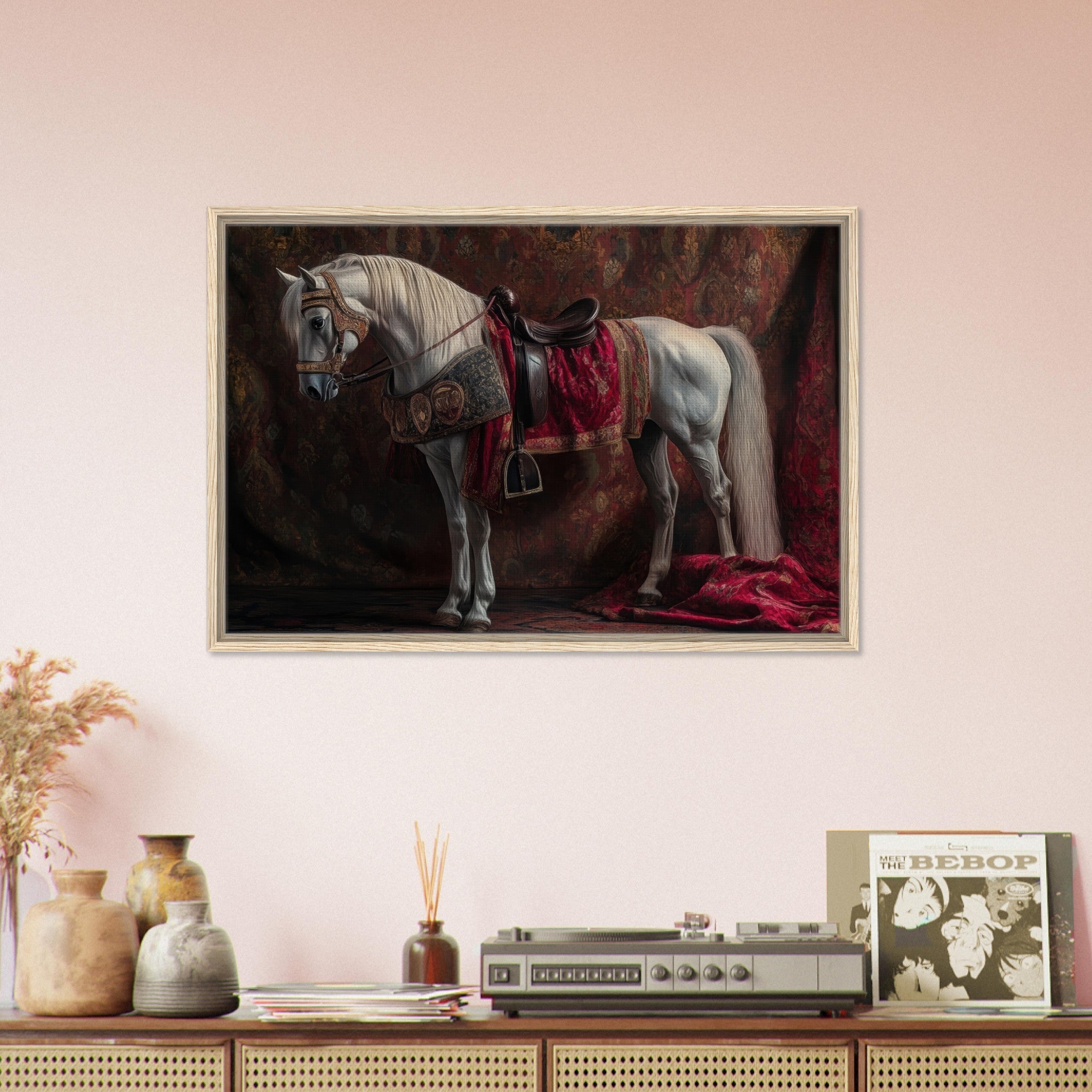 Framed Canvas Landscape - Renaissance Portrait of a Noble Horse A dignified 4 - Shop Ai Art WebShop - Digital Art online Store