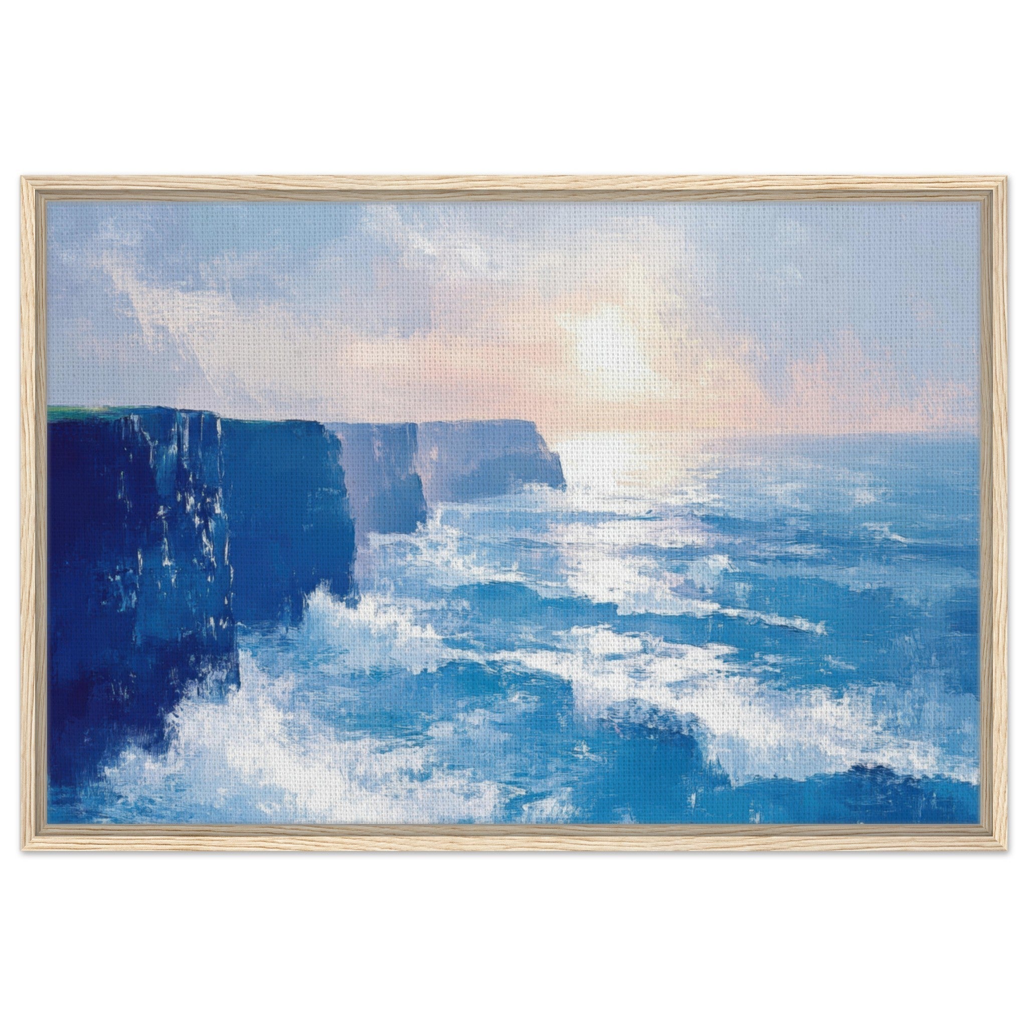 Framed Canvas Landscape - Seaside Cliff at Sunrise A breathtaking Empress 2 - Shop Ai Art WebShop - Digital Art online Store