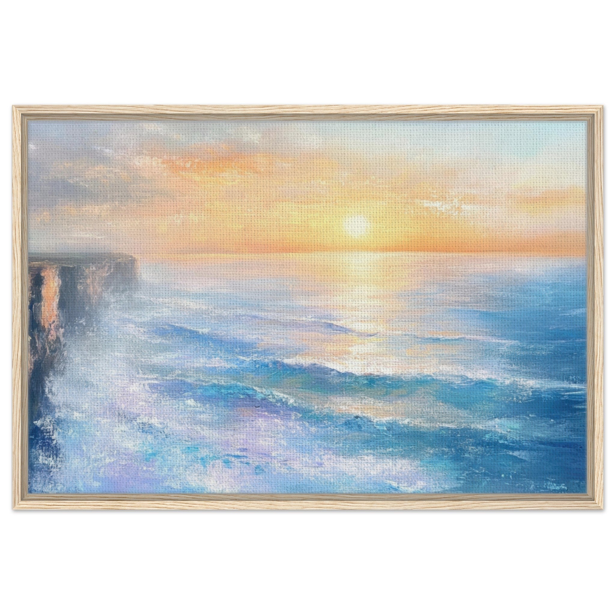 Framed Canvas Landscape - Seaside Cliff at Sunrise A breathtaking Empress - Shop Ai Art WebShop - Digital Art online Store