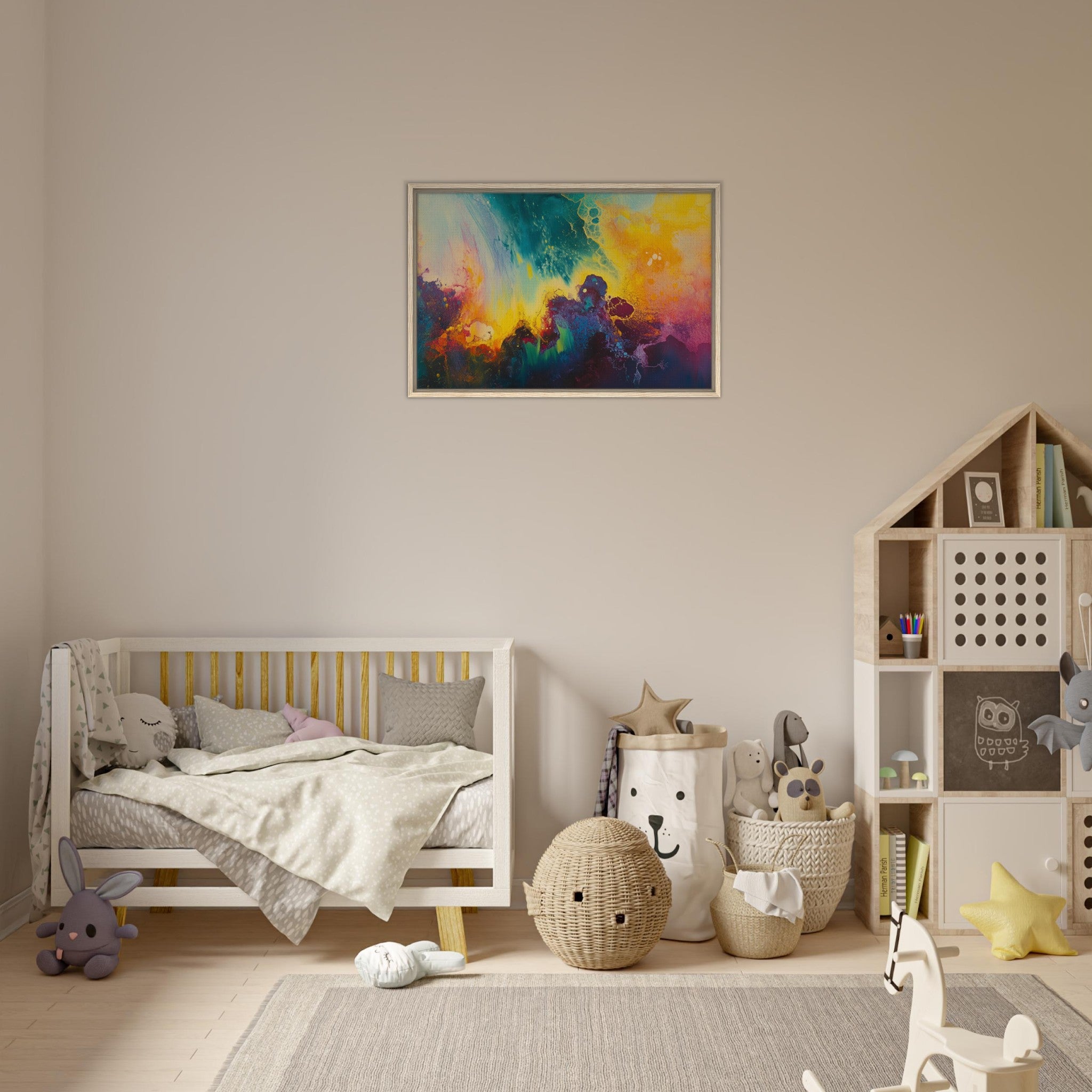 Framed Canvas Landscape - Spectral Dissonance Razor - sharp angular forms 3 - Shop Ai Art WebShop - Digital Art online Store