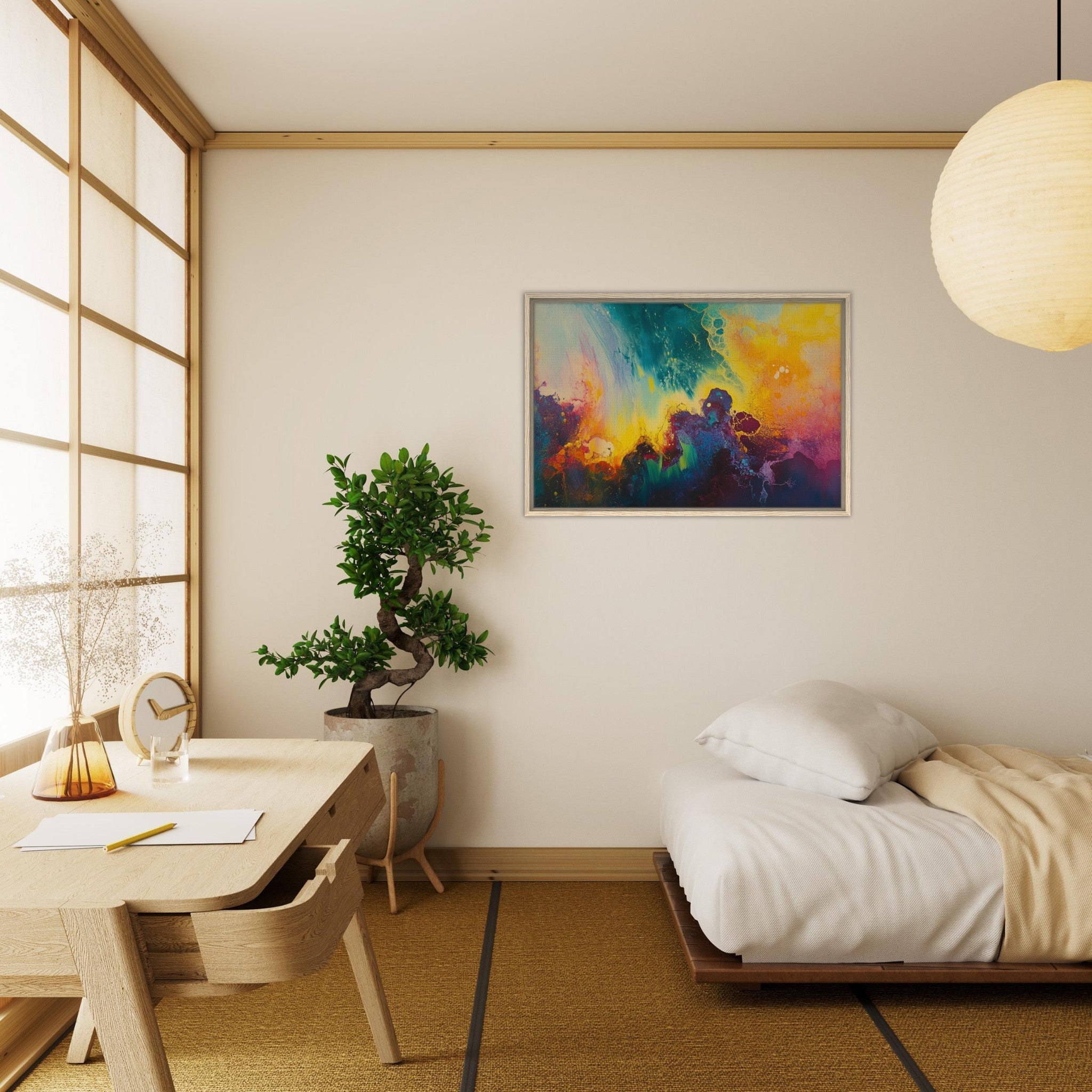 Framed Canvas Landscape - Spectral Dissonance Razor - sharp angular forms 3 - Shop Ai Art WebShop - Digital Art online Store