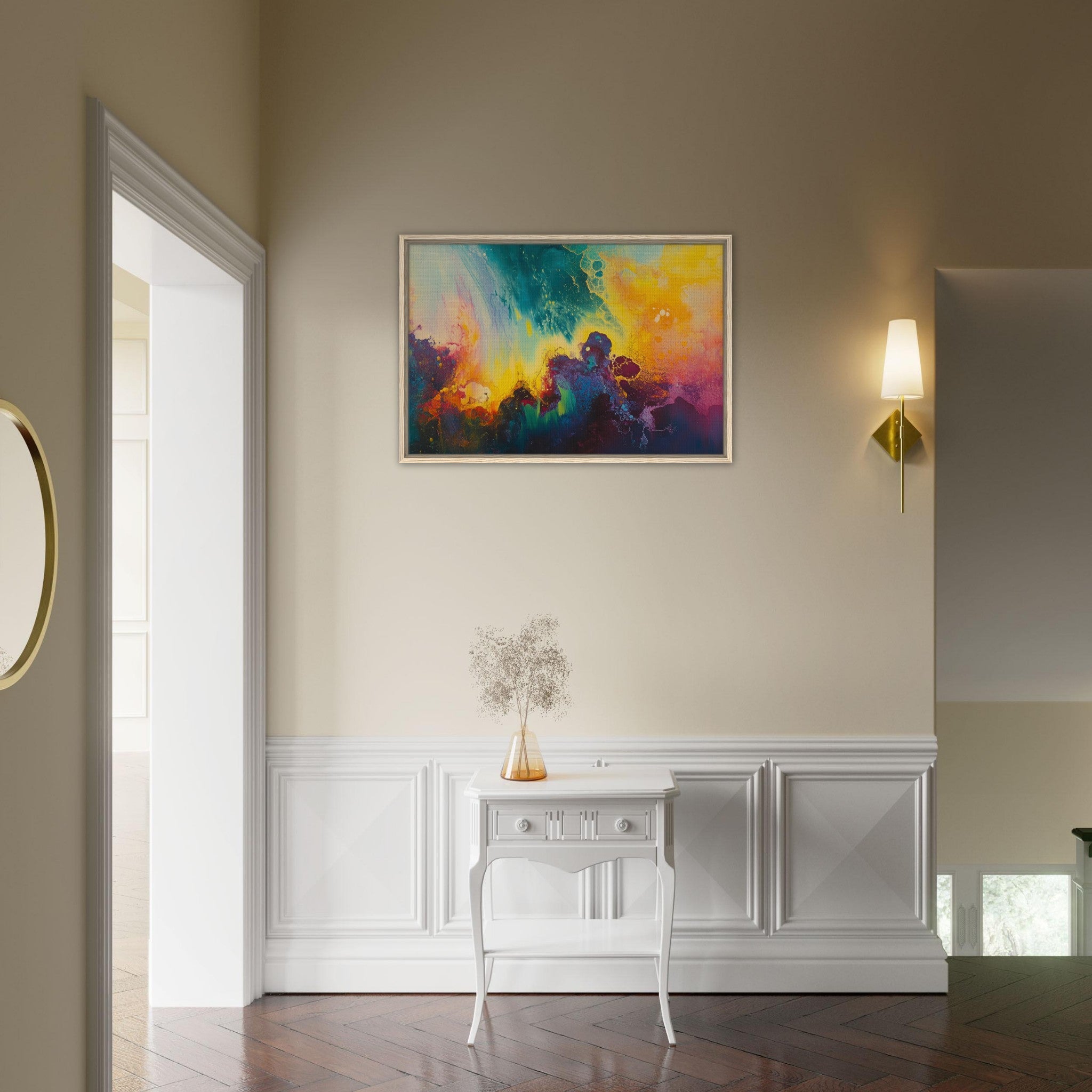 Framed Canvas Landscape - Spectral Dissonance Razor - sharp angular forms 3 - Shop Ai Art WebShop - Digital Art online Store