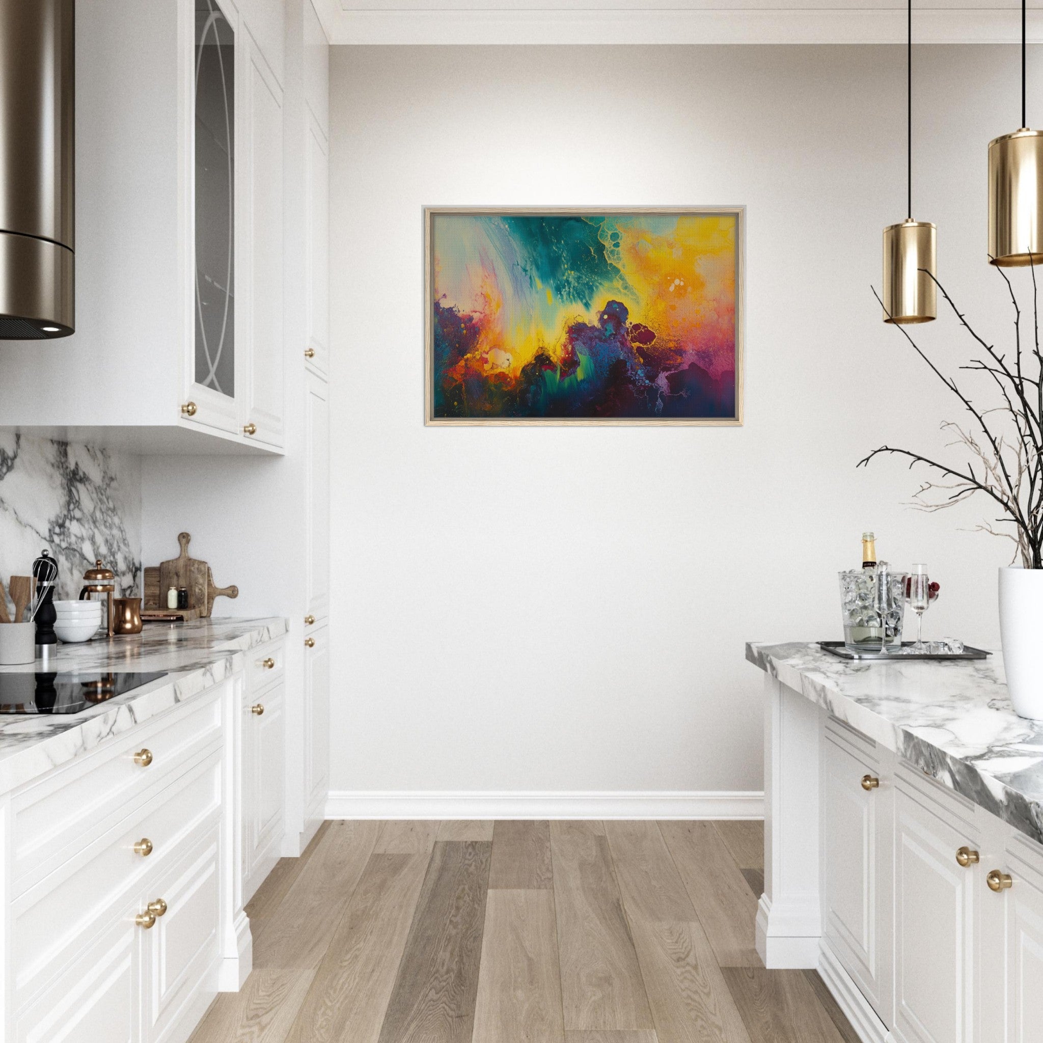 Framed Canvas Landscape - Spectral Dissonance Razor - sharp angular forms 3 - Shop Ai Art WebShop - Digital Art online Store
