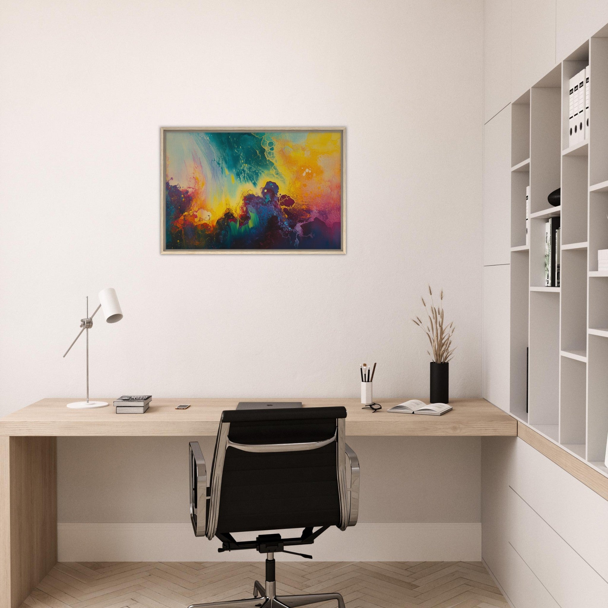 Framed Canvas Landscape - Spectral Dissonance Razor - sharp angular forms 3 - Shop Ai Art WebShop - Digital Art online Store