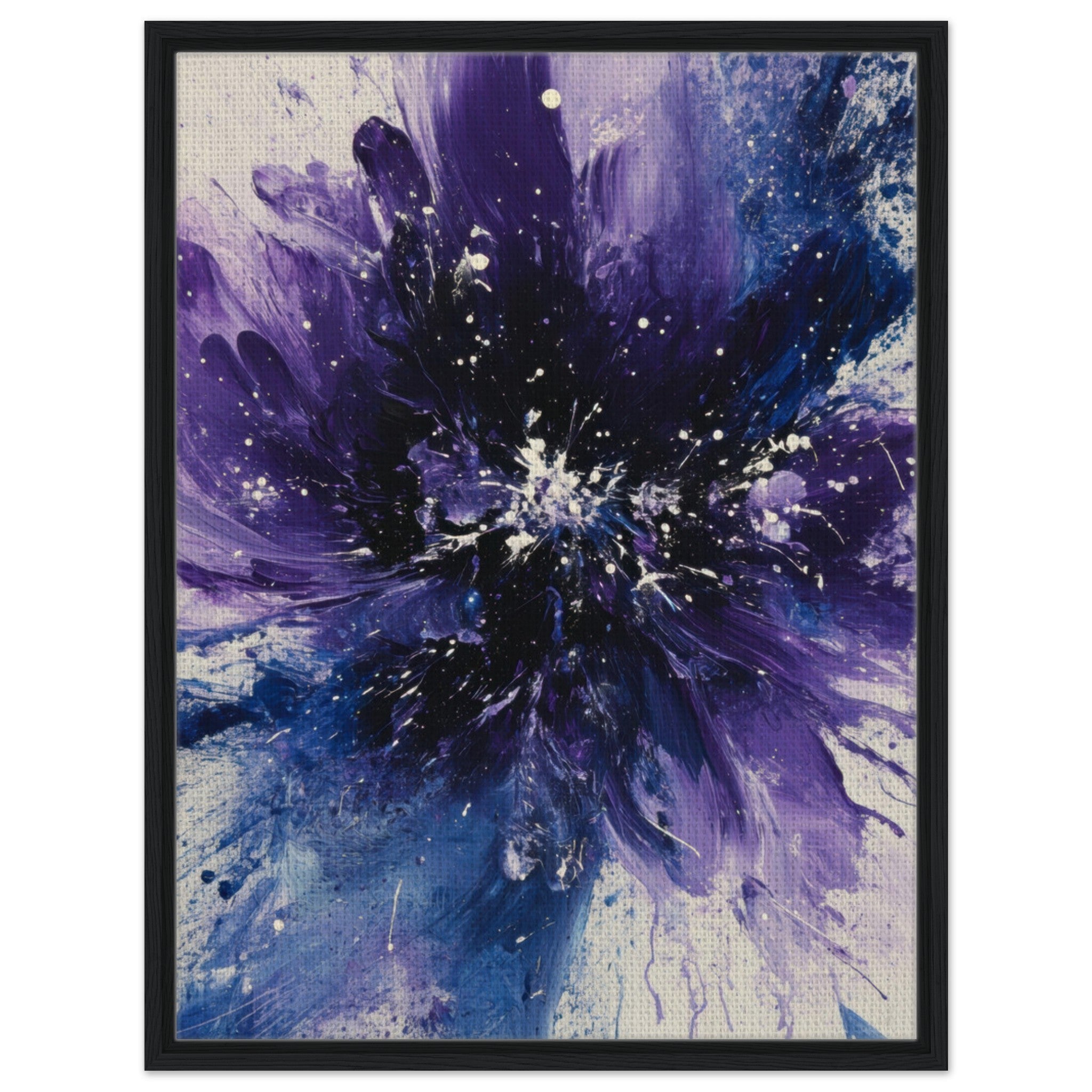 Framed Canvas Portrait - Cosmic Bloom An abstract explosion of deep purple - Shop Ai Art WebShop - Digital Art online Store